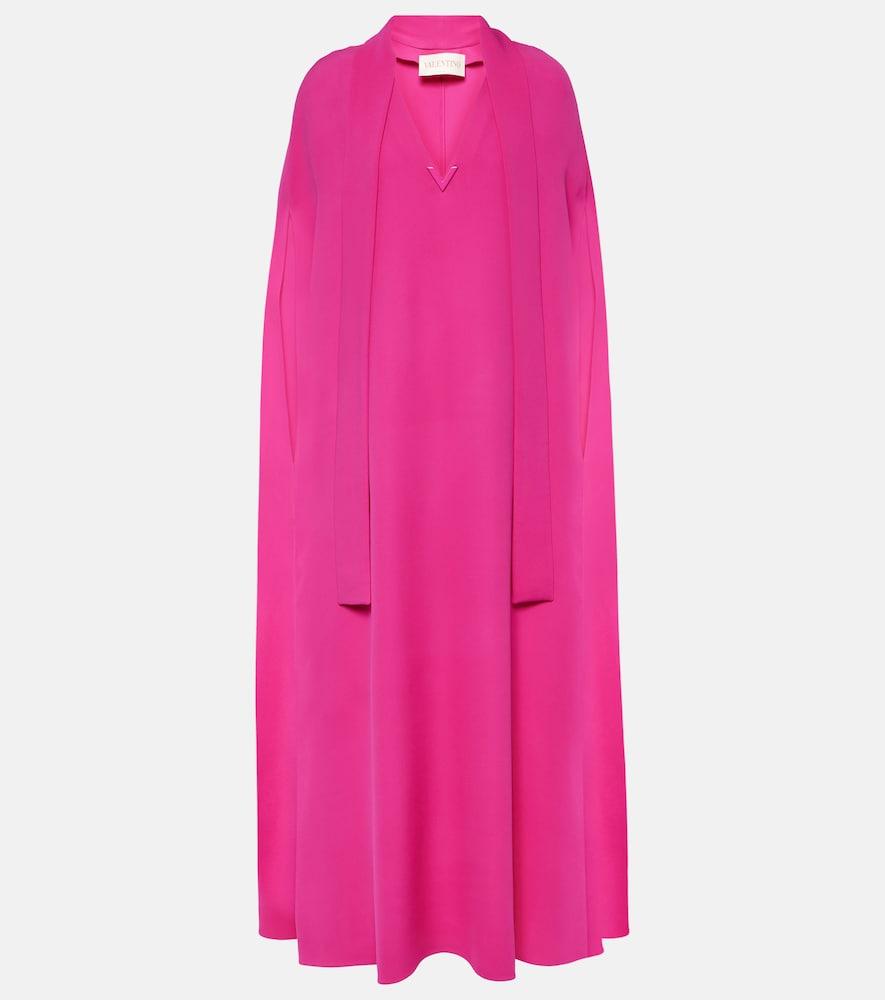 valentino cape dress Red Draped Midi with Overlay offering a silhouette that flows effortlessly around the figure Valentino | Dresses | Valentino