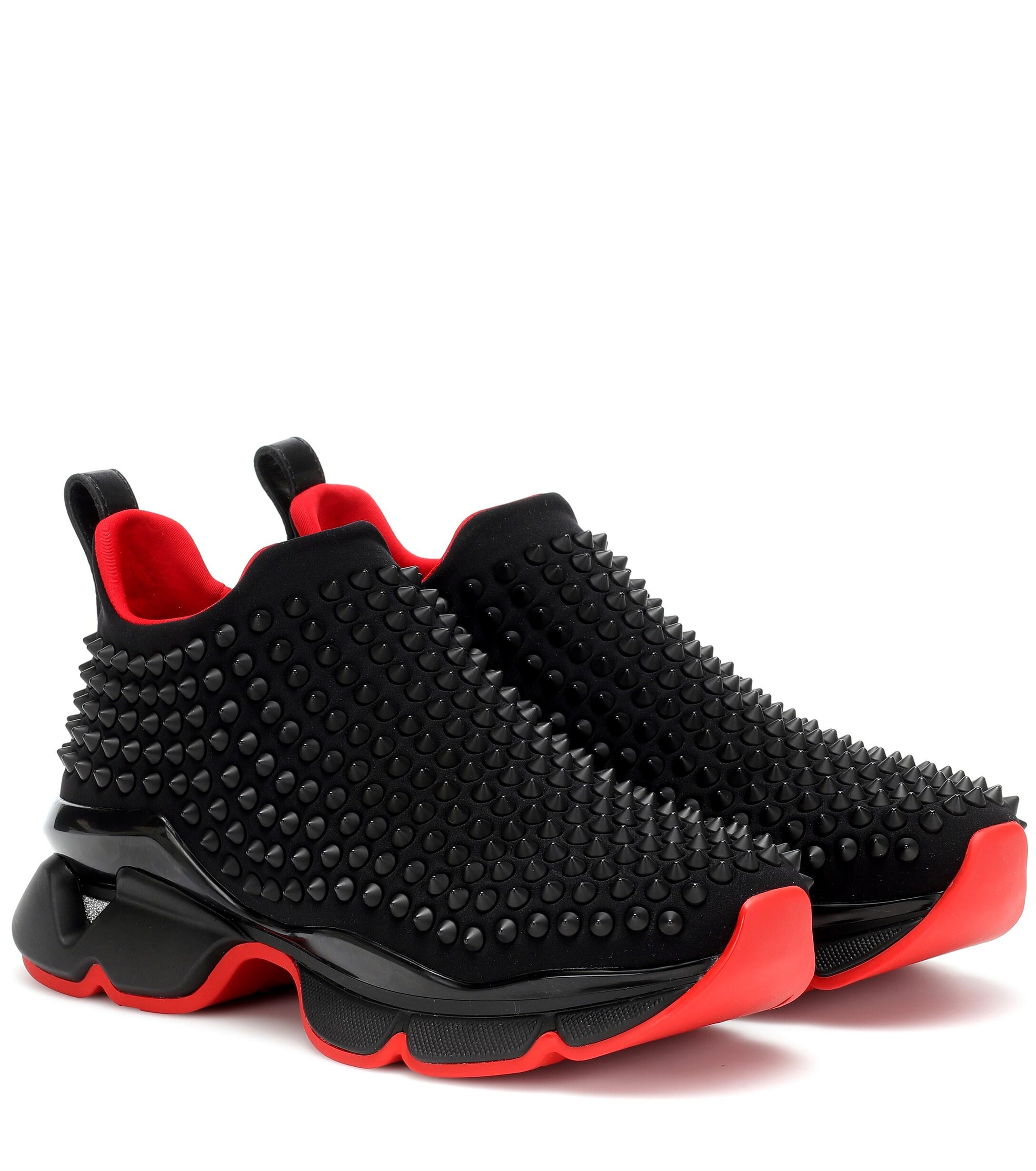 Christian Louboutin Spike Sock Donna Flat Sneakers in Black