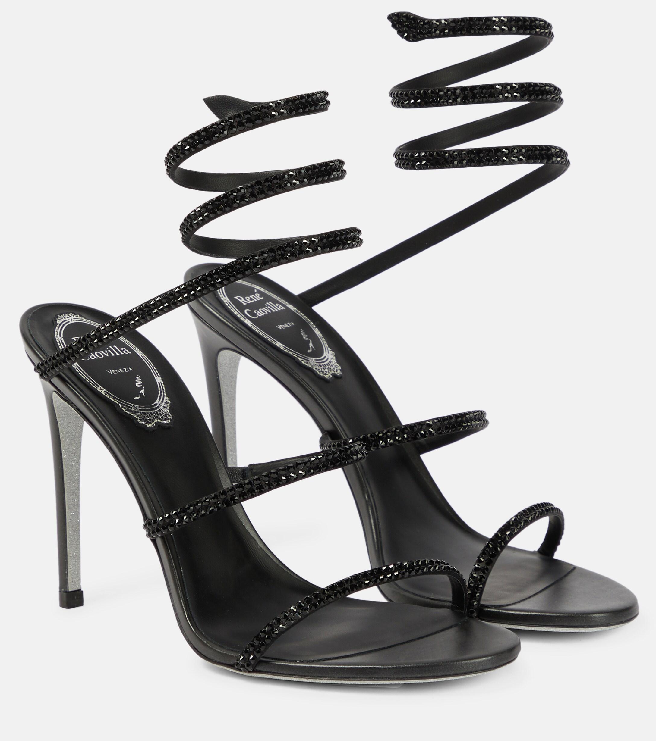 Rene Caovilla Cleo 105 Embellished Sandals In Black Lyst
