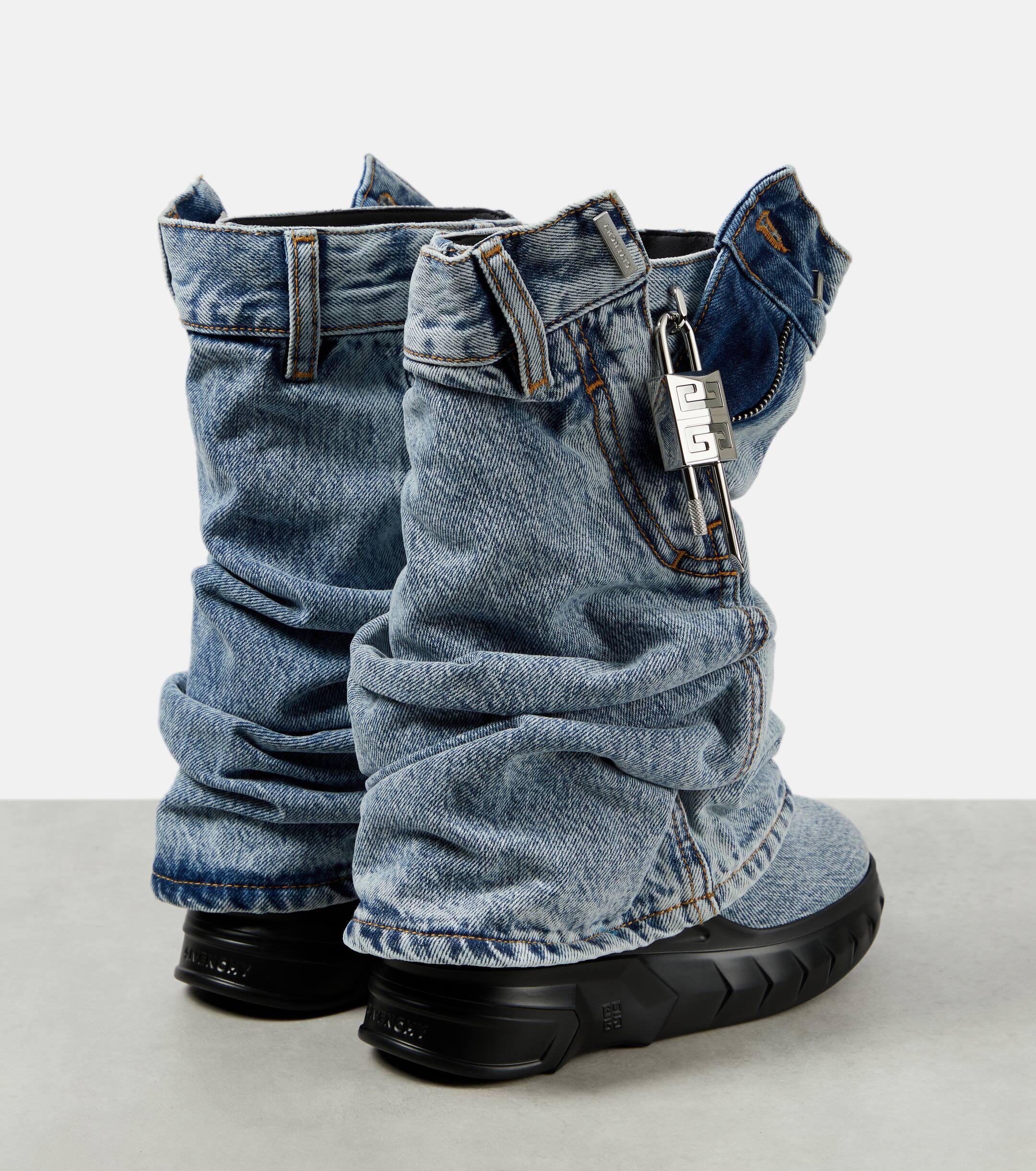 Givenchy Shark Lock Biker Denim Ankle Boots in Blue Lyst UK