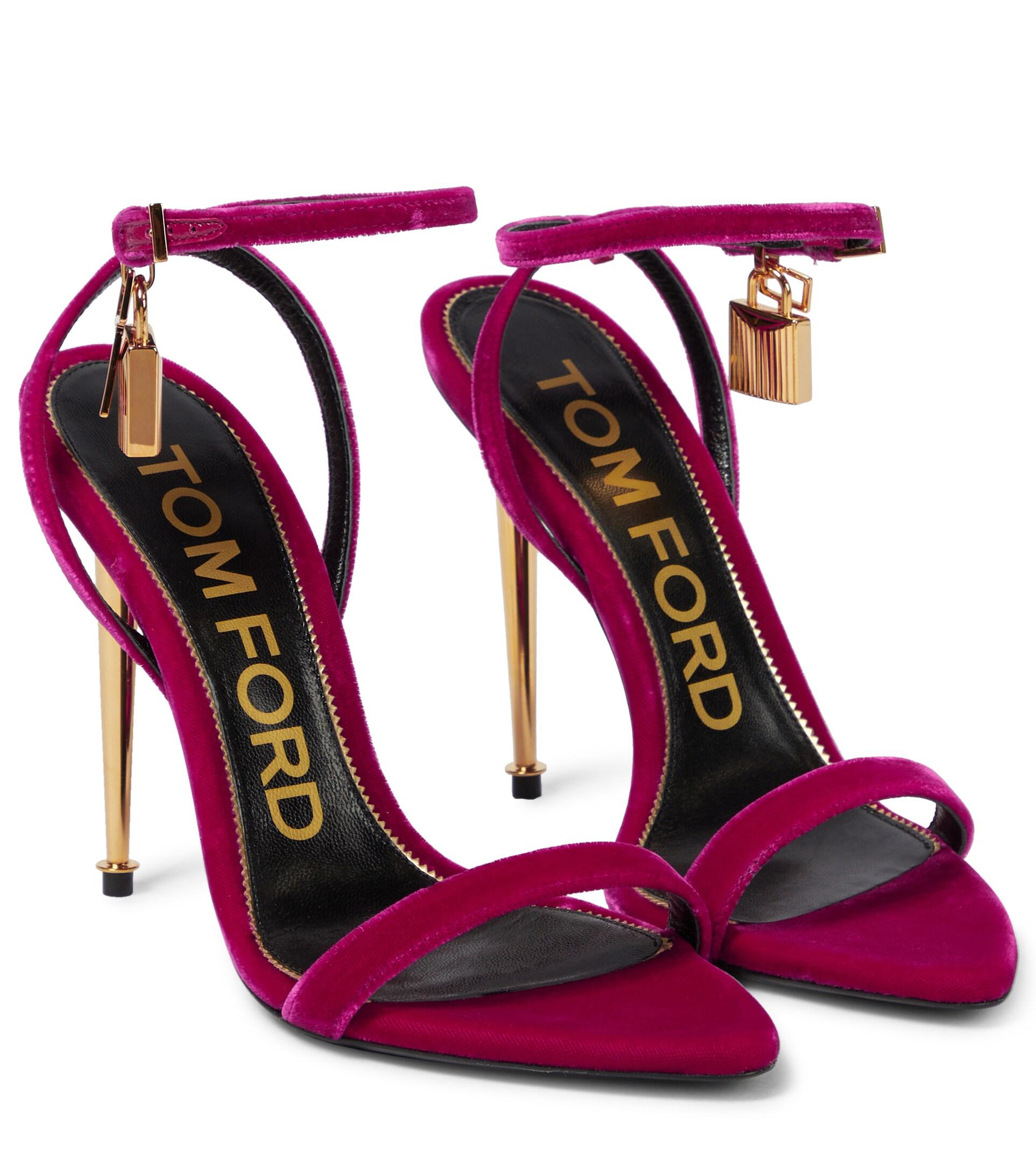 Tom Ford Padlock Velvet Sandals in Pink | Lyst