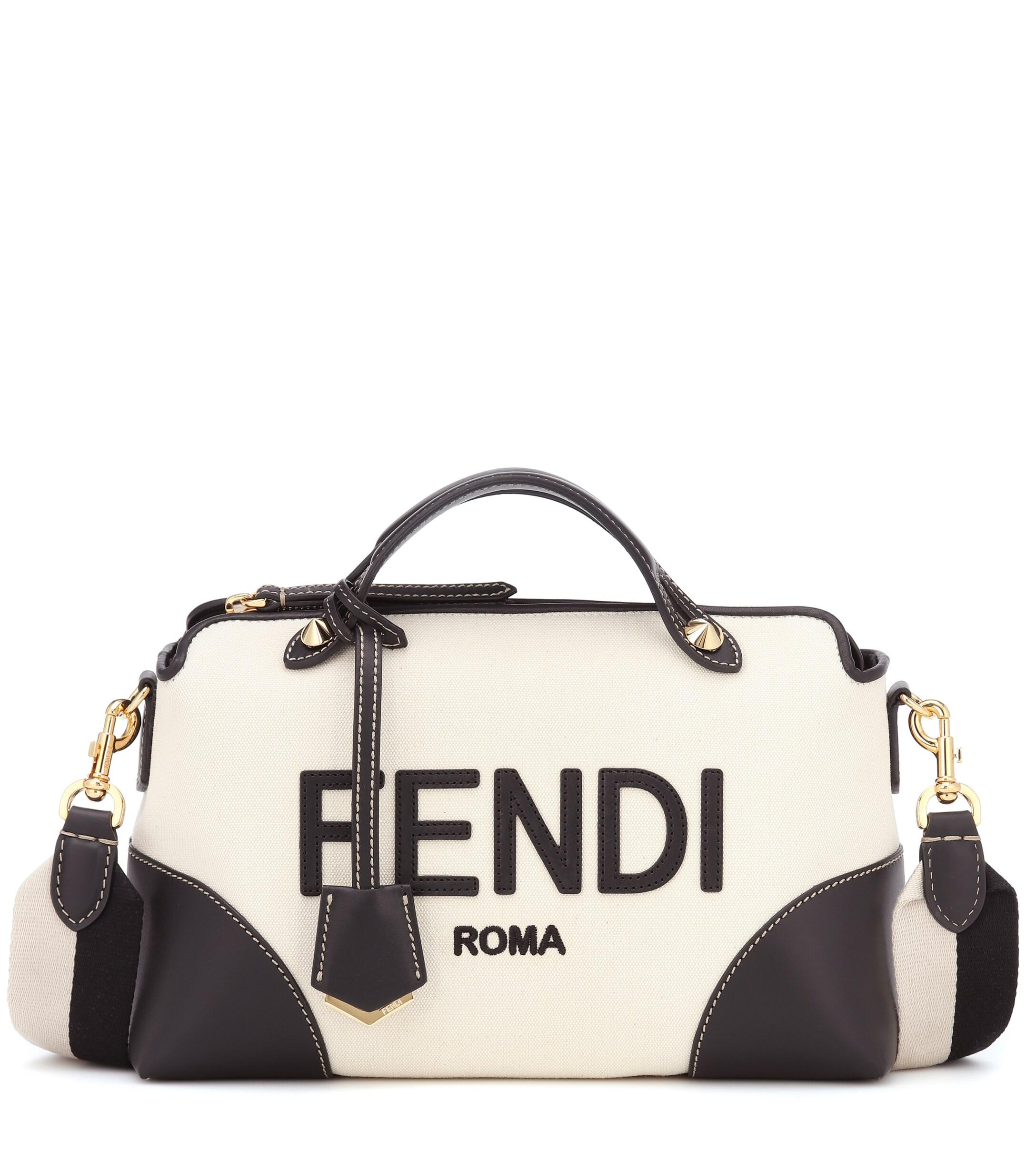 FENDI By The Way Medium Leather Boston Bag White