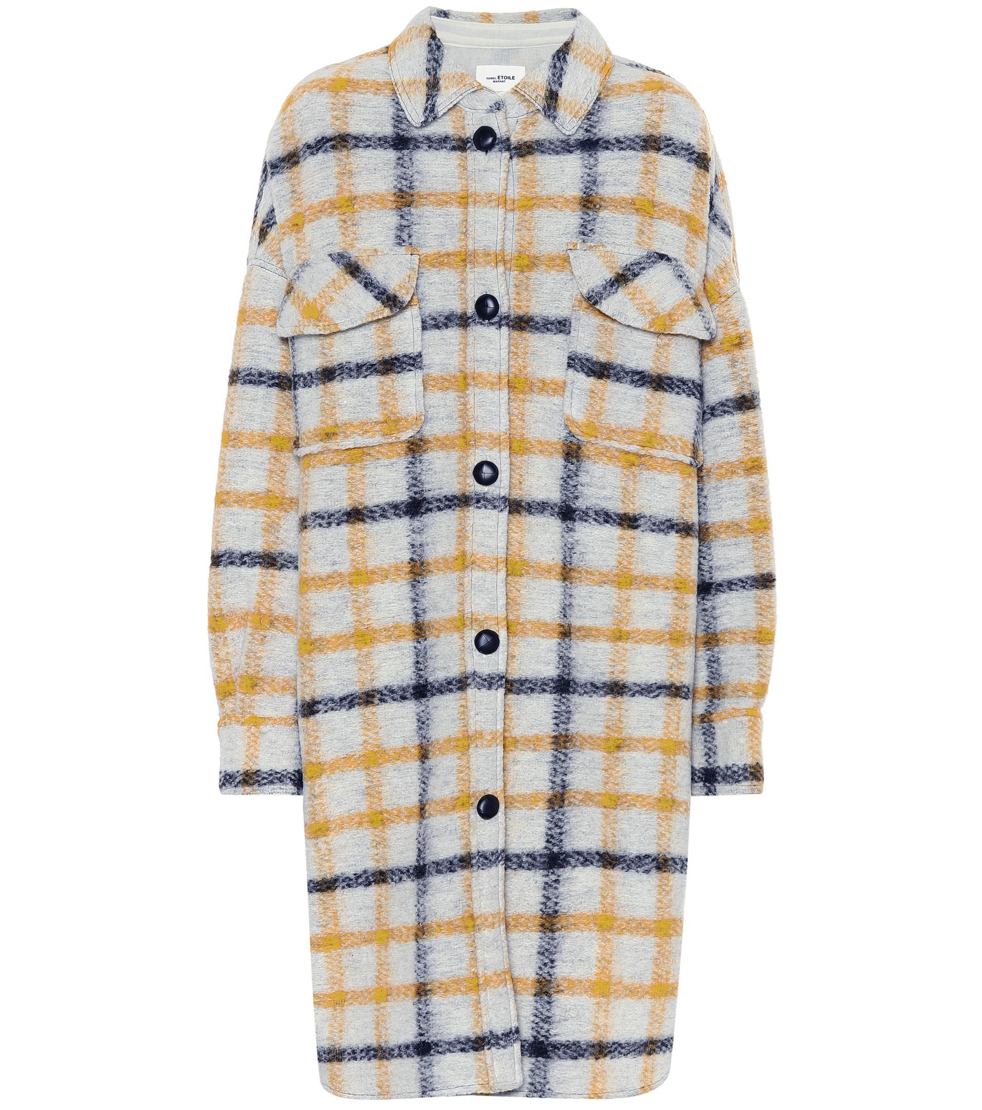 Isabel Marant Checked Wool-blend Coat Yellow - Lyst