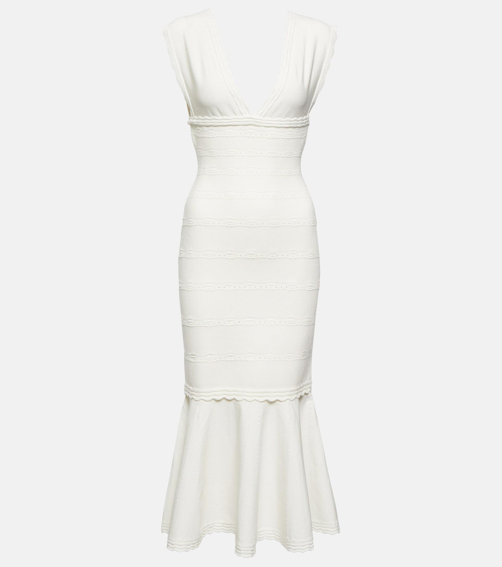 Victoria Beckham Ruffled Midi Dress in White Lyst