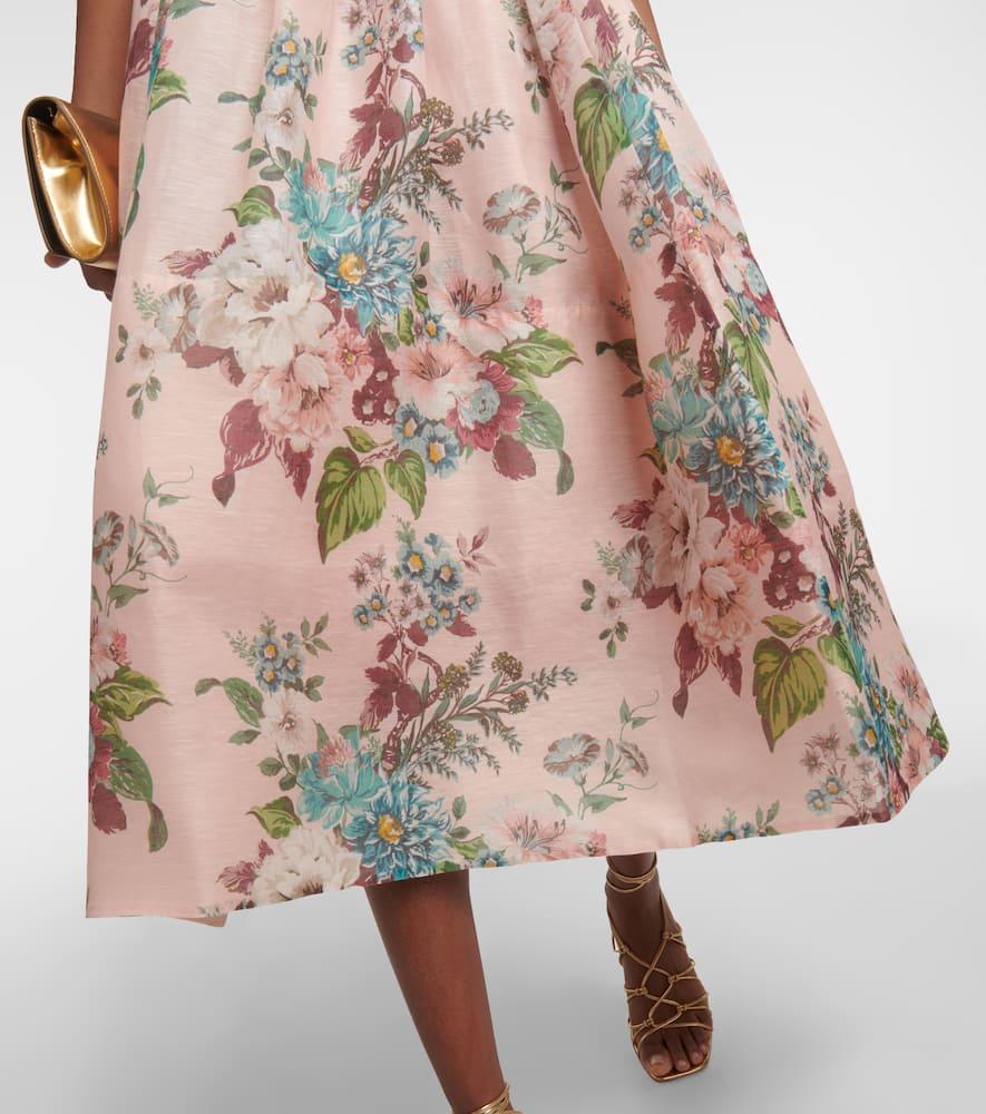 Zimmermann Matchmaker Linen And Silk Midi Dress in Pink | Lyst