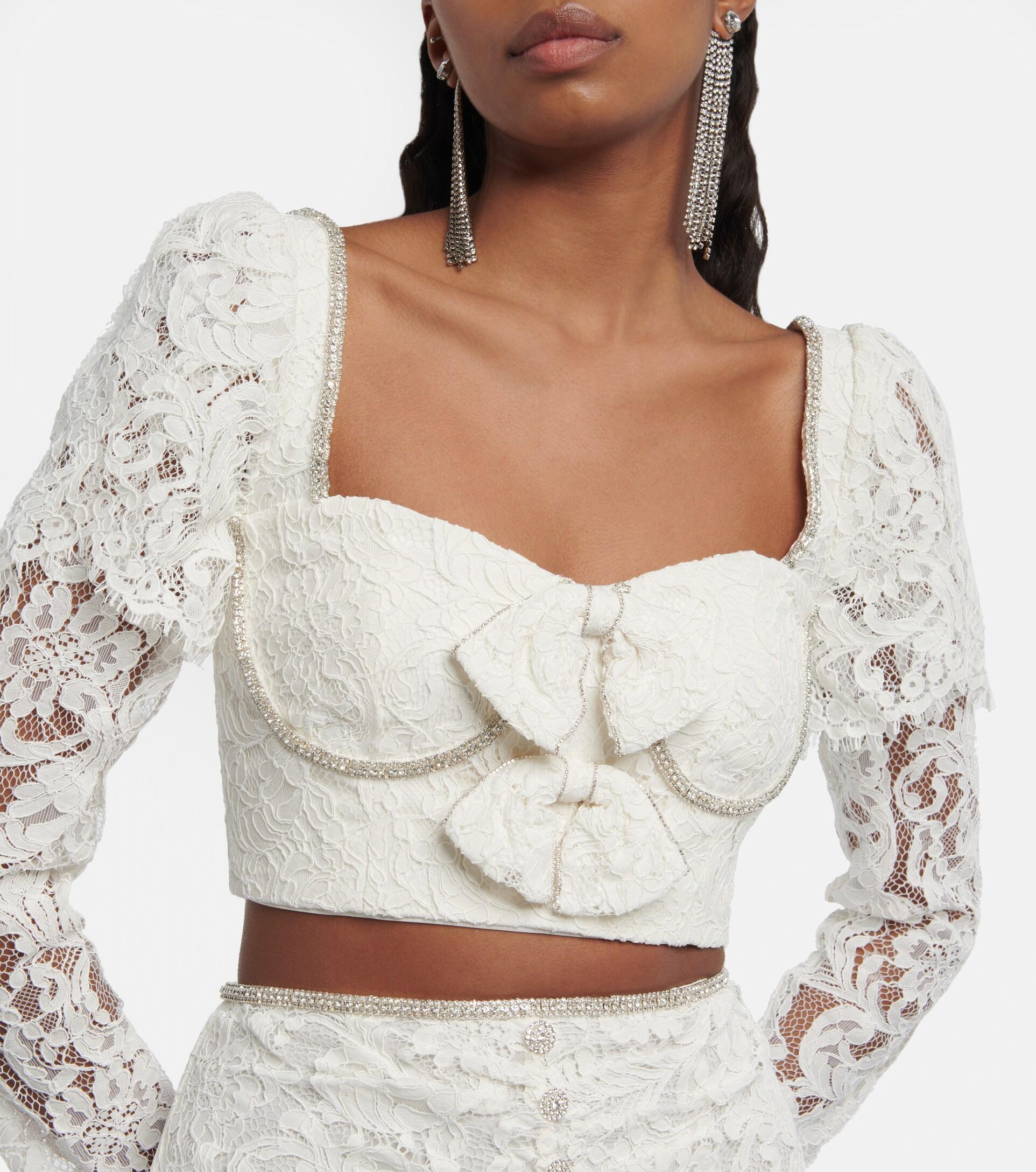 【送料&関税込】self-portrait Embellished Crop Top Self-Portrait Embellished mesh crop top Self-Portrait