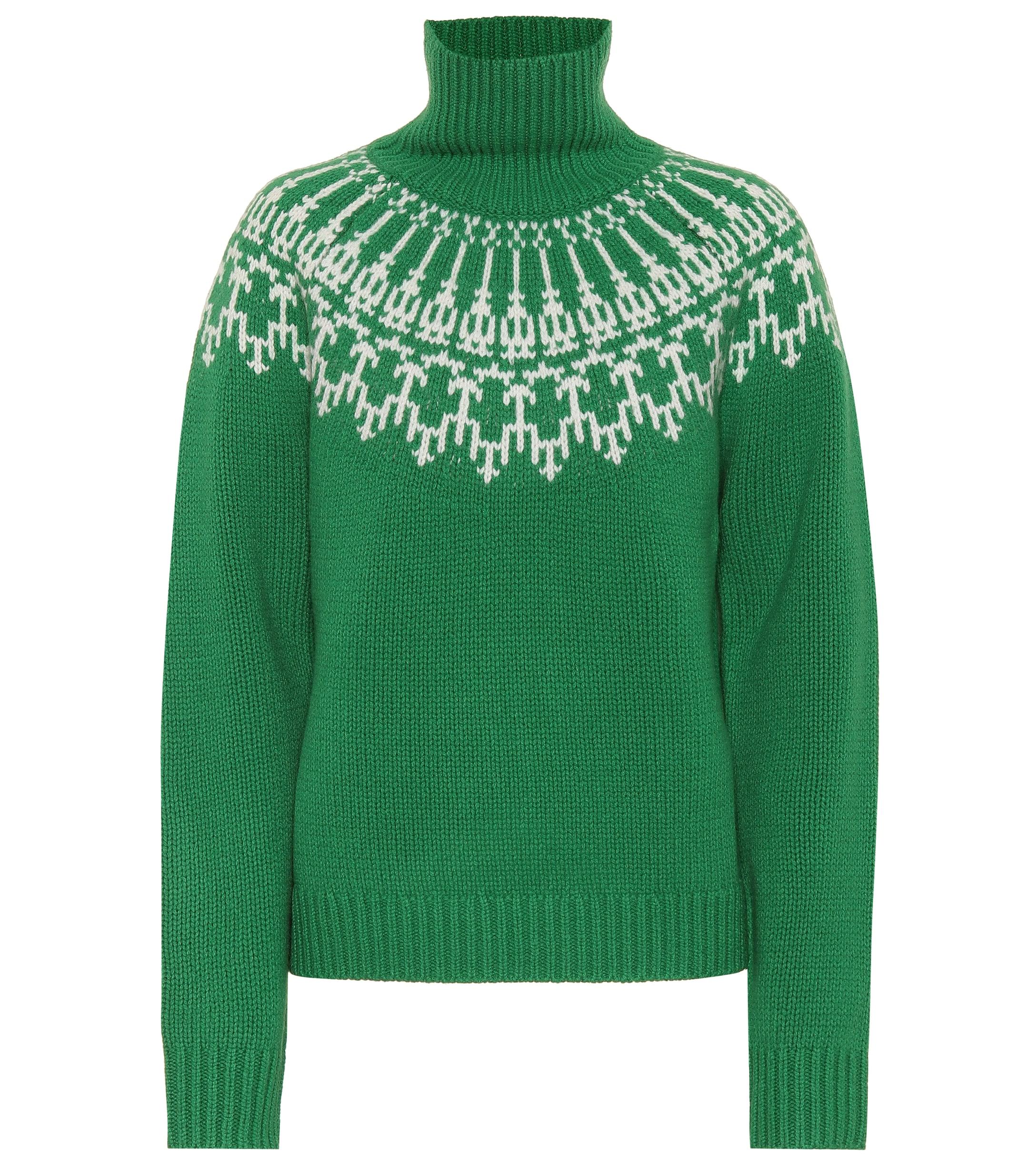 Tory Sport Wool Merino Fair Isle Sweater in Green - Lyst