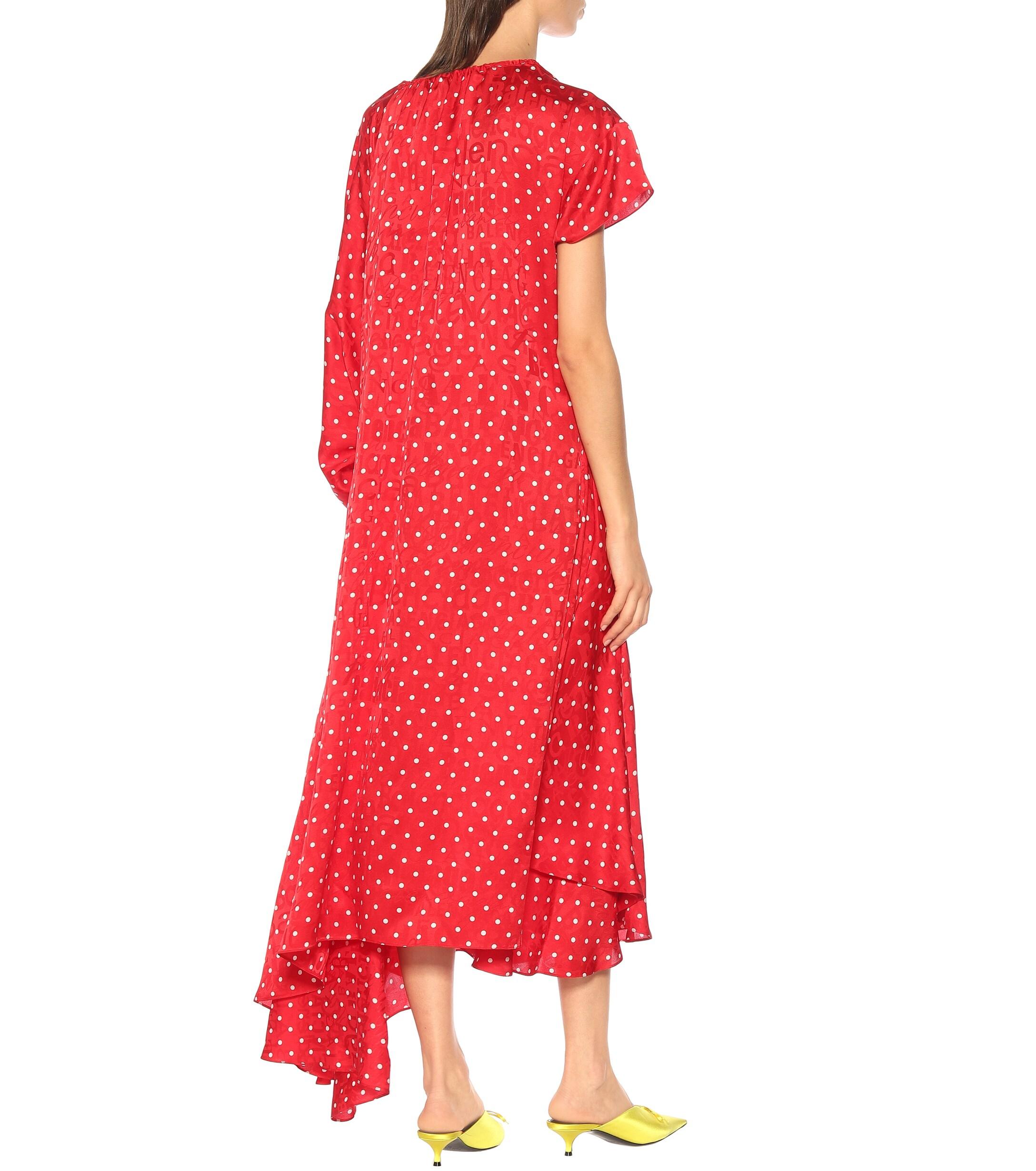 red polka dot midi dress