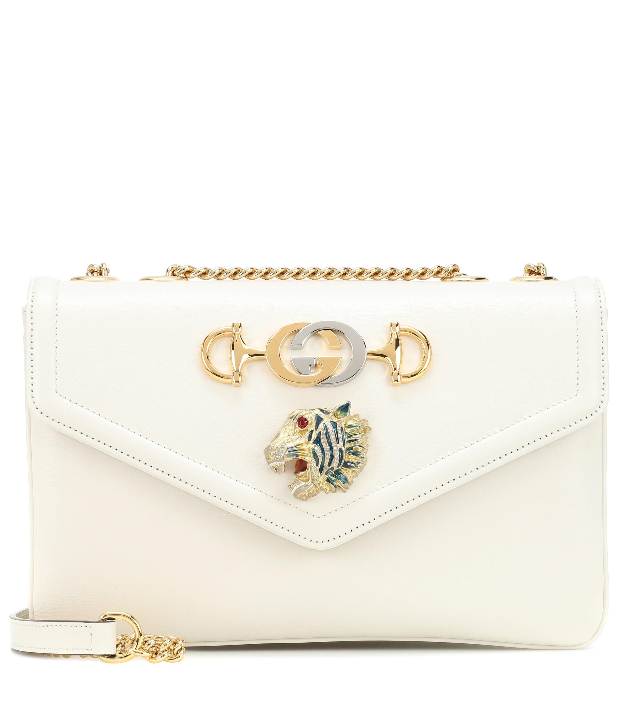 Gucci Rajah Medium Leather Shoulder Bag in White | Lyst