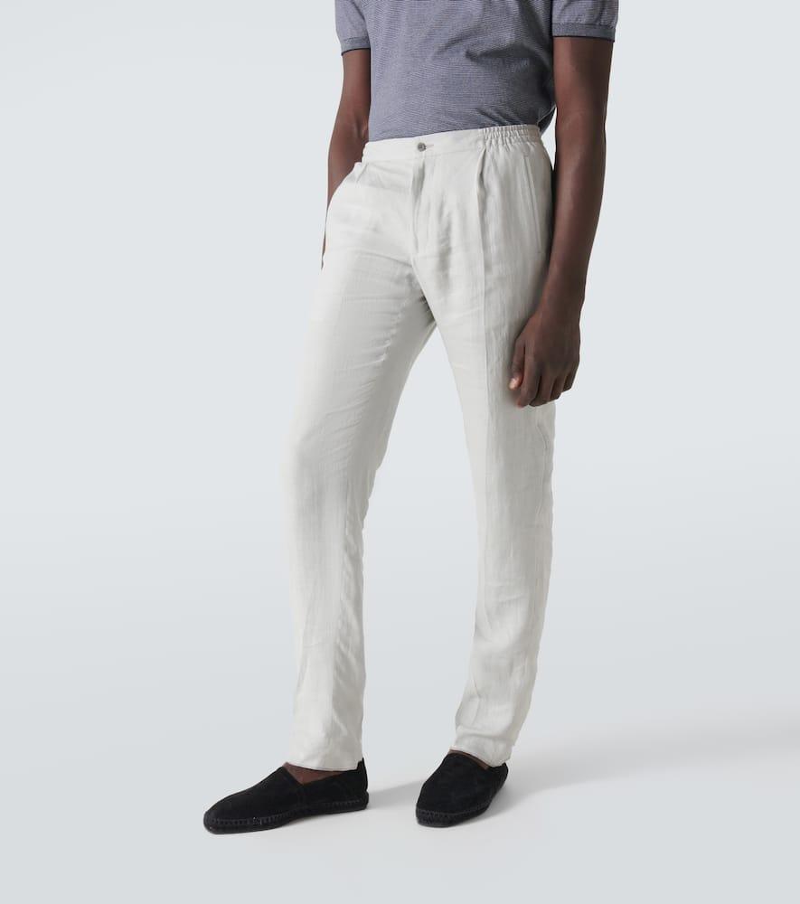 Kiton mid-rise linen trousers - White