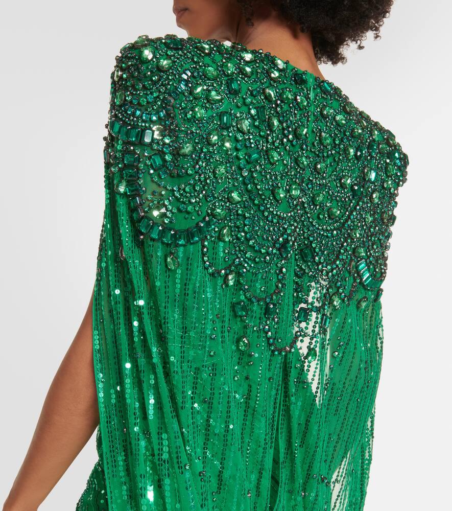 Jenny Packham Lotus Lady Embellished Caped Gown in Green | Lyst Jenny Packham Lotus Lady Embellished Caped Gown in Green | Lyst