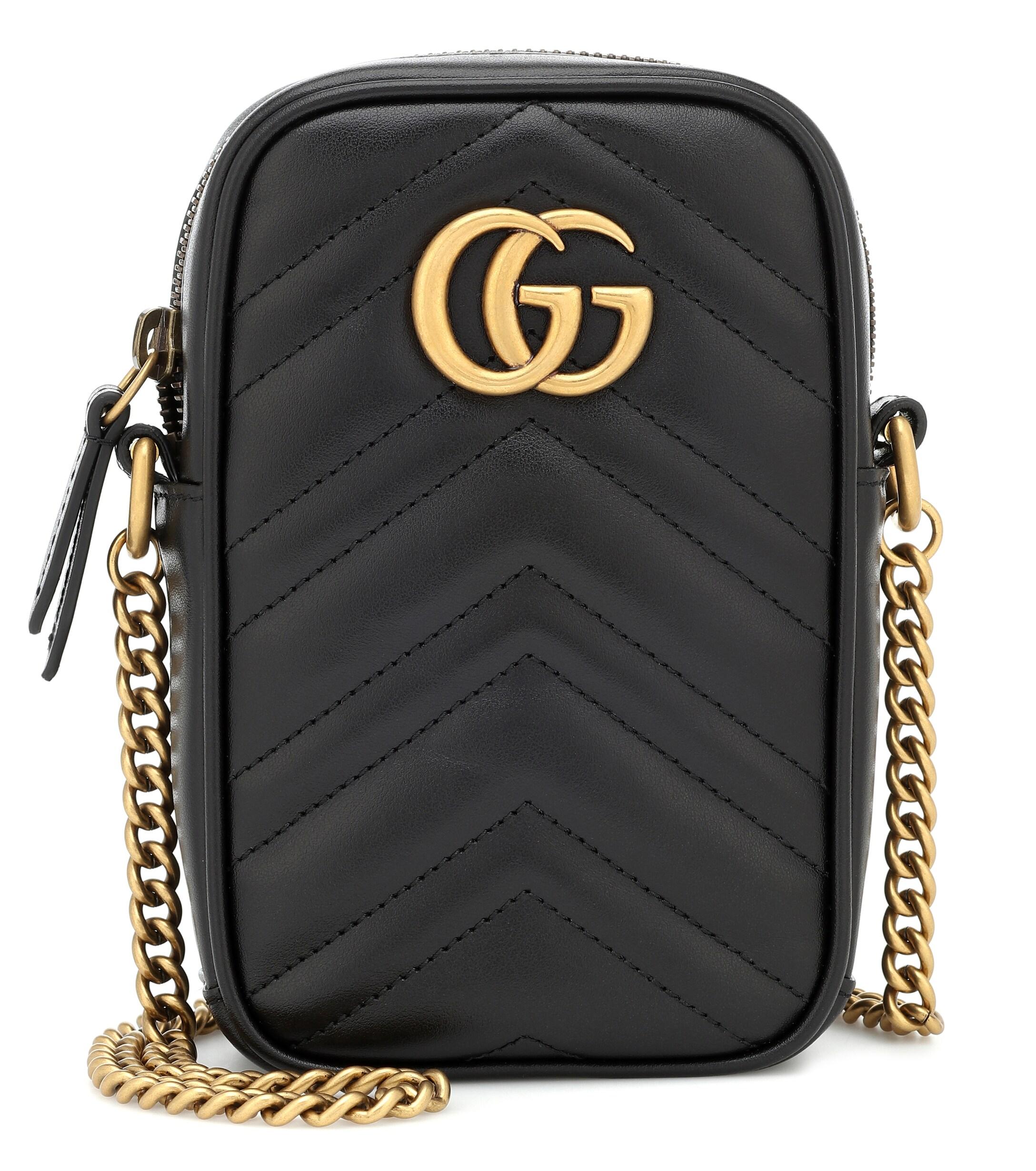 gucci gg marmont mini leather shoulder bolsa