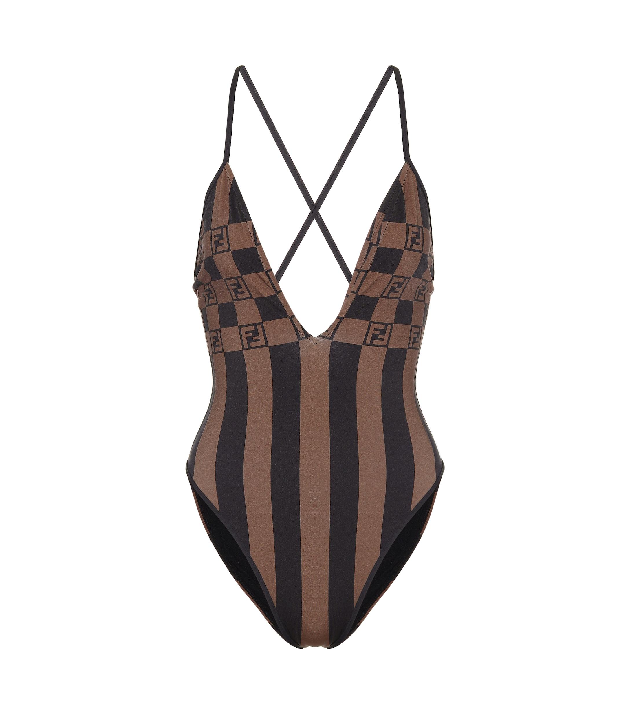 One-piece swimsuit Fendi Brown size 42 IT in Synthetic - 23610709