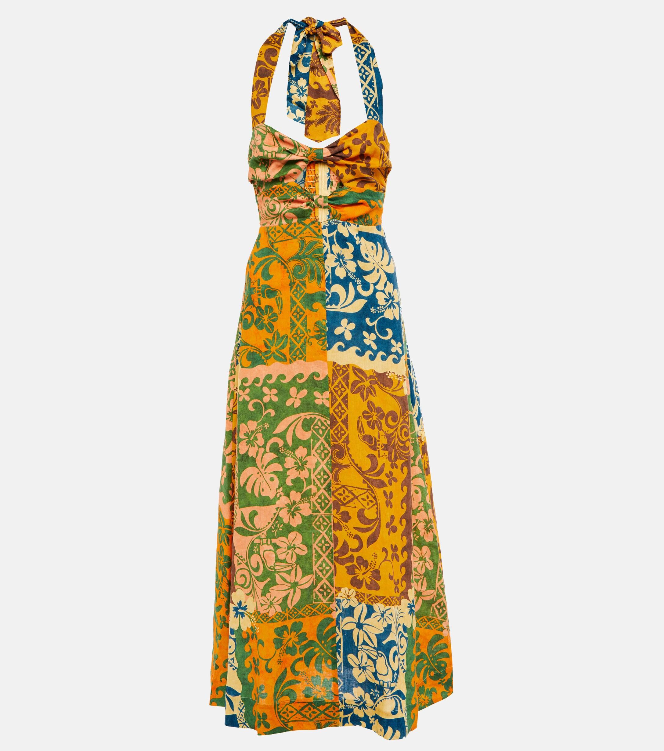 ALÉMAIS Alemais Archie Printed Linen Midi Dress in Metallic Lyst Canada