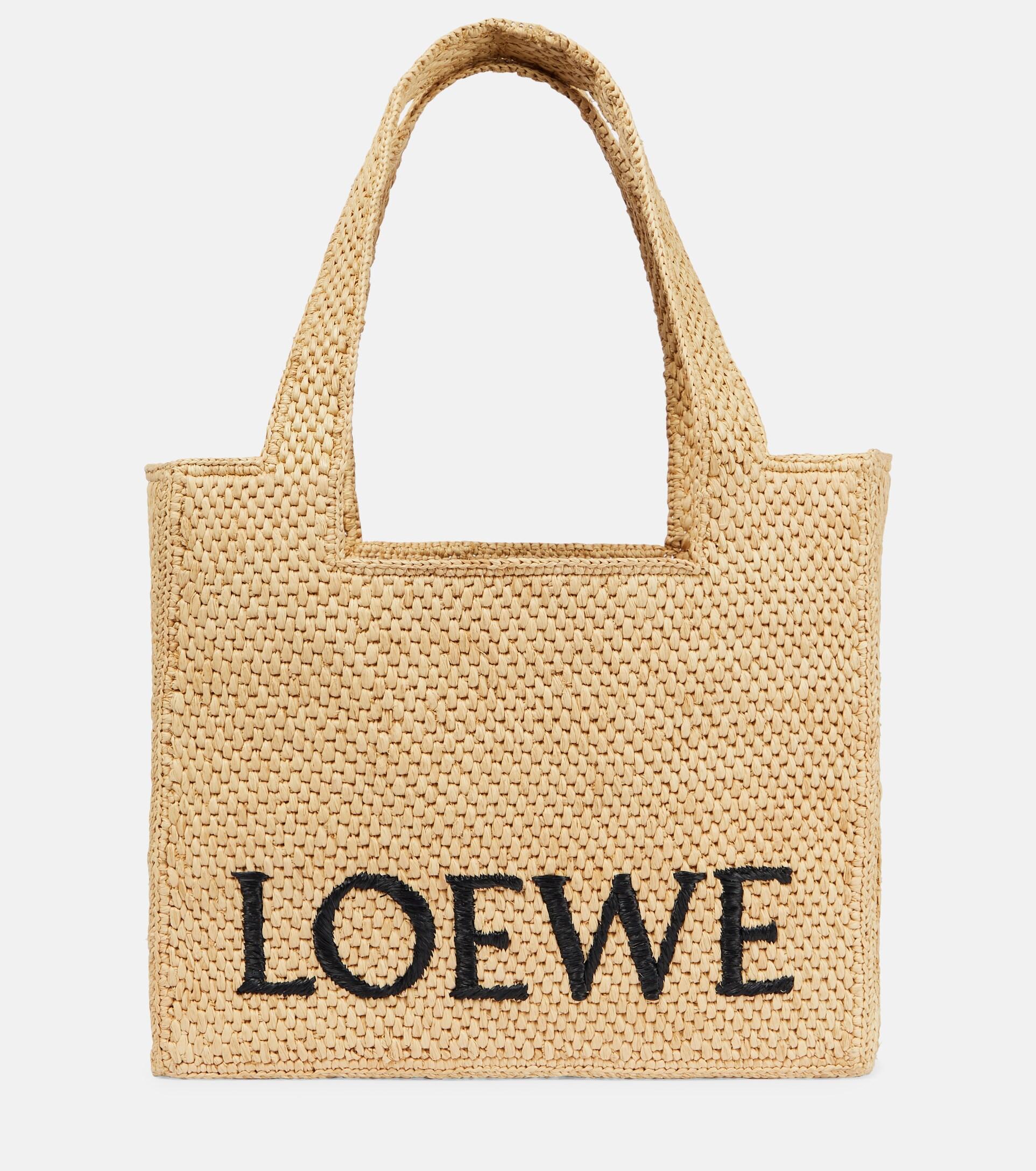 Loewe Paula's Ibiza Medium Logo Raffia Tote Bag in Natural