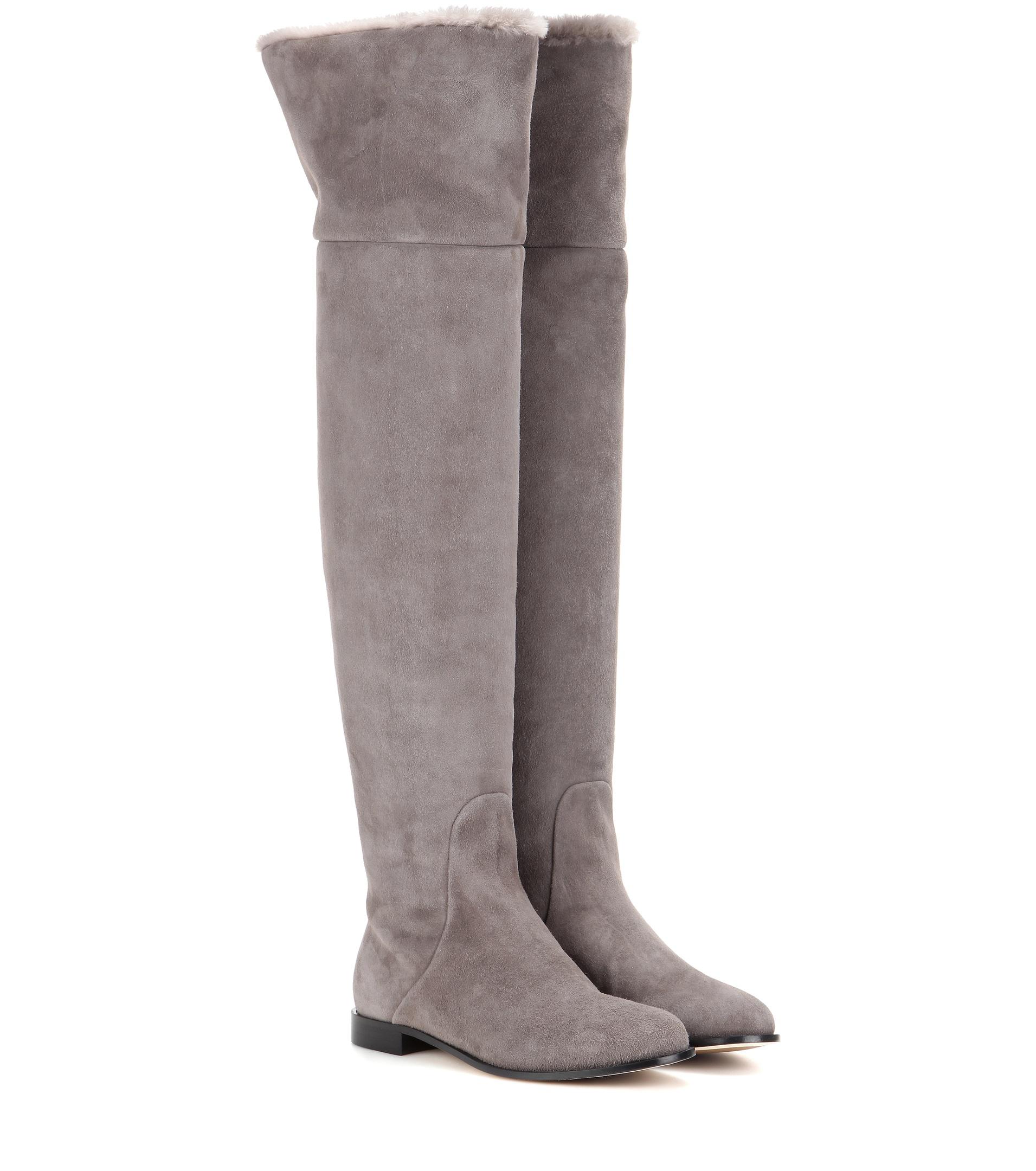 dune grey over the knee boots