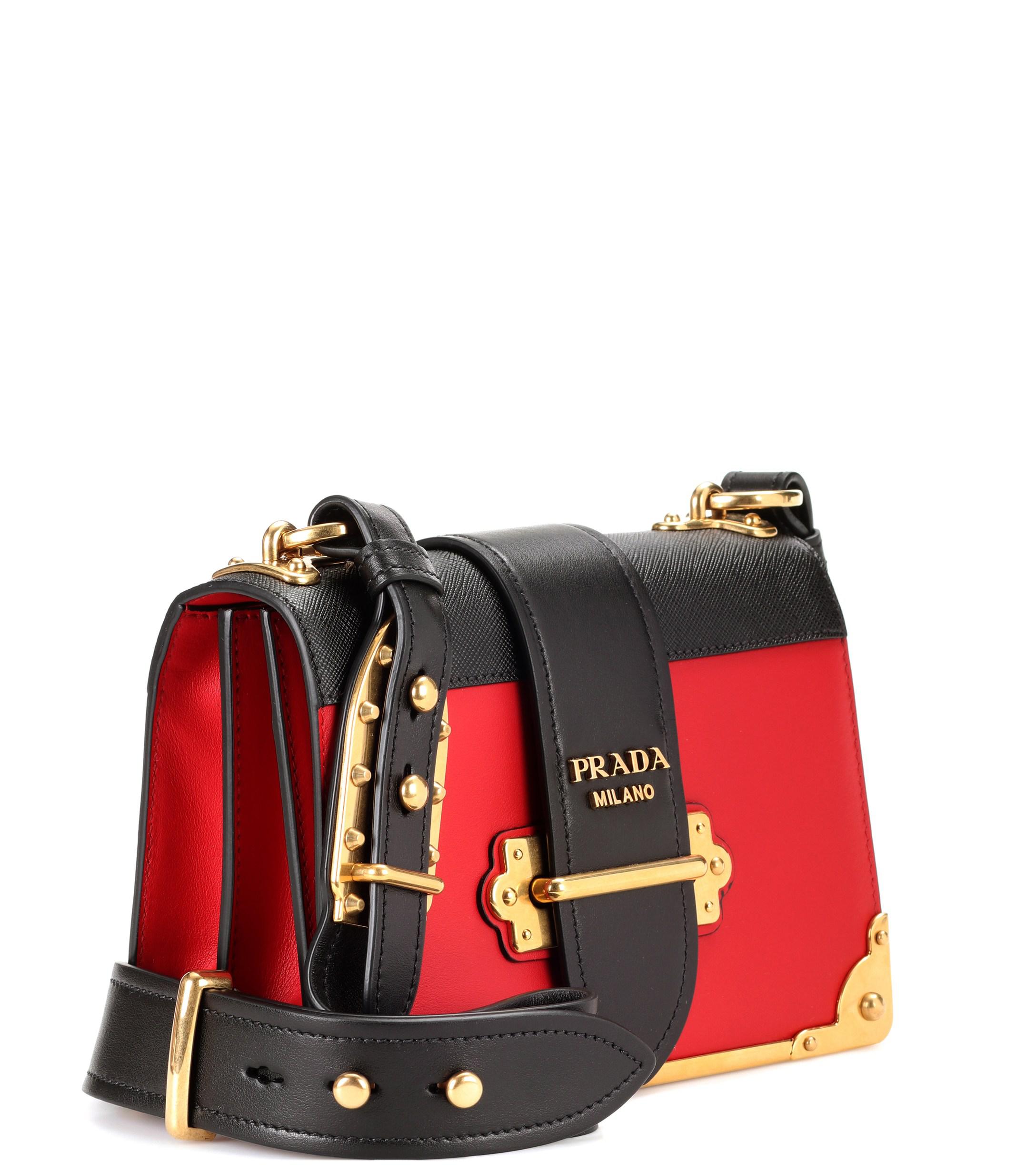 Prada Cahier Leather Shoulder Bag in Red - Lyst