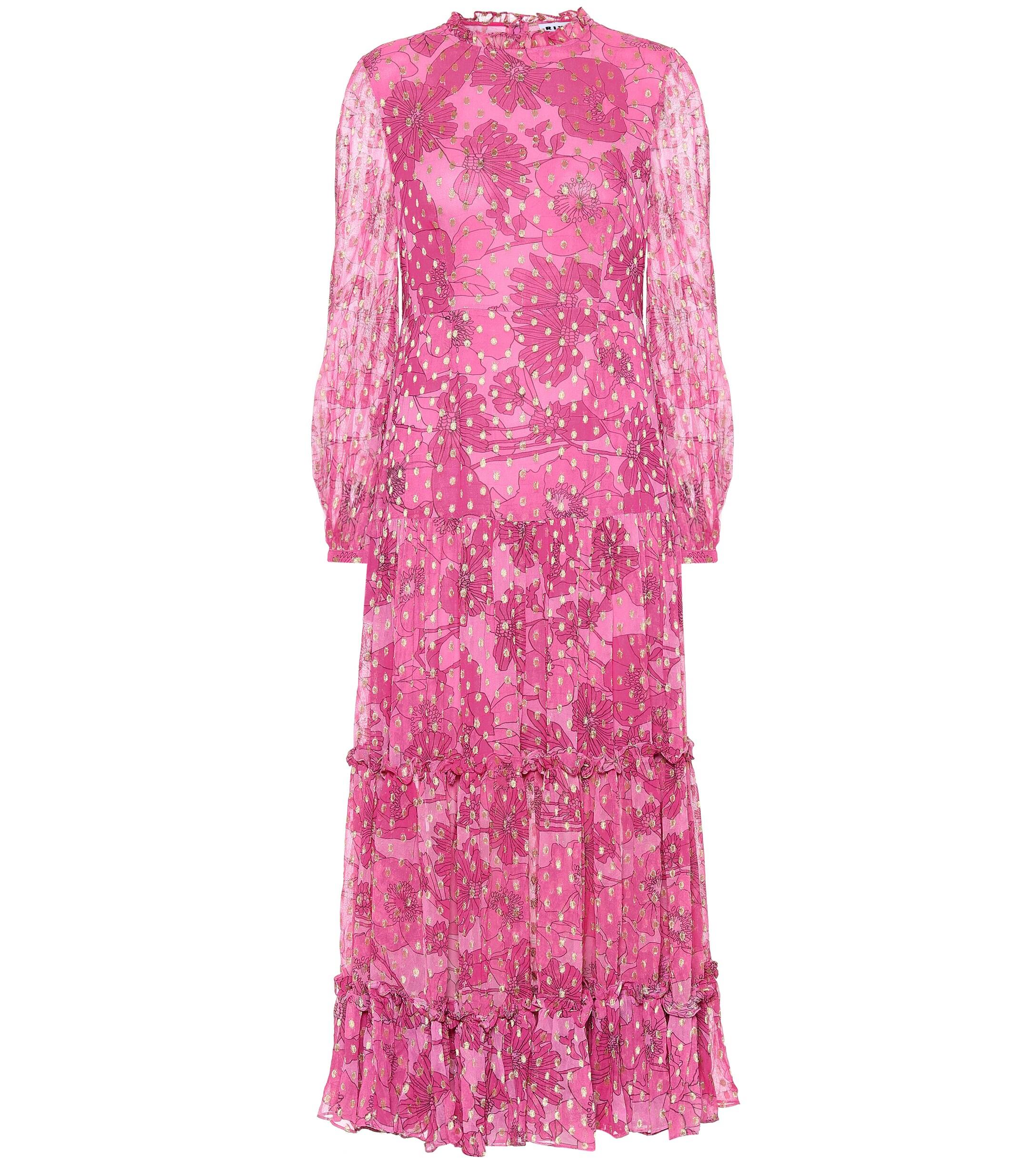 RIXO London Becky Floral Midi Dress in Pink - Lyst