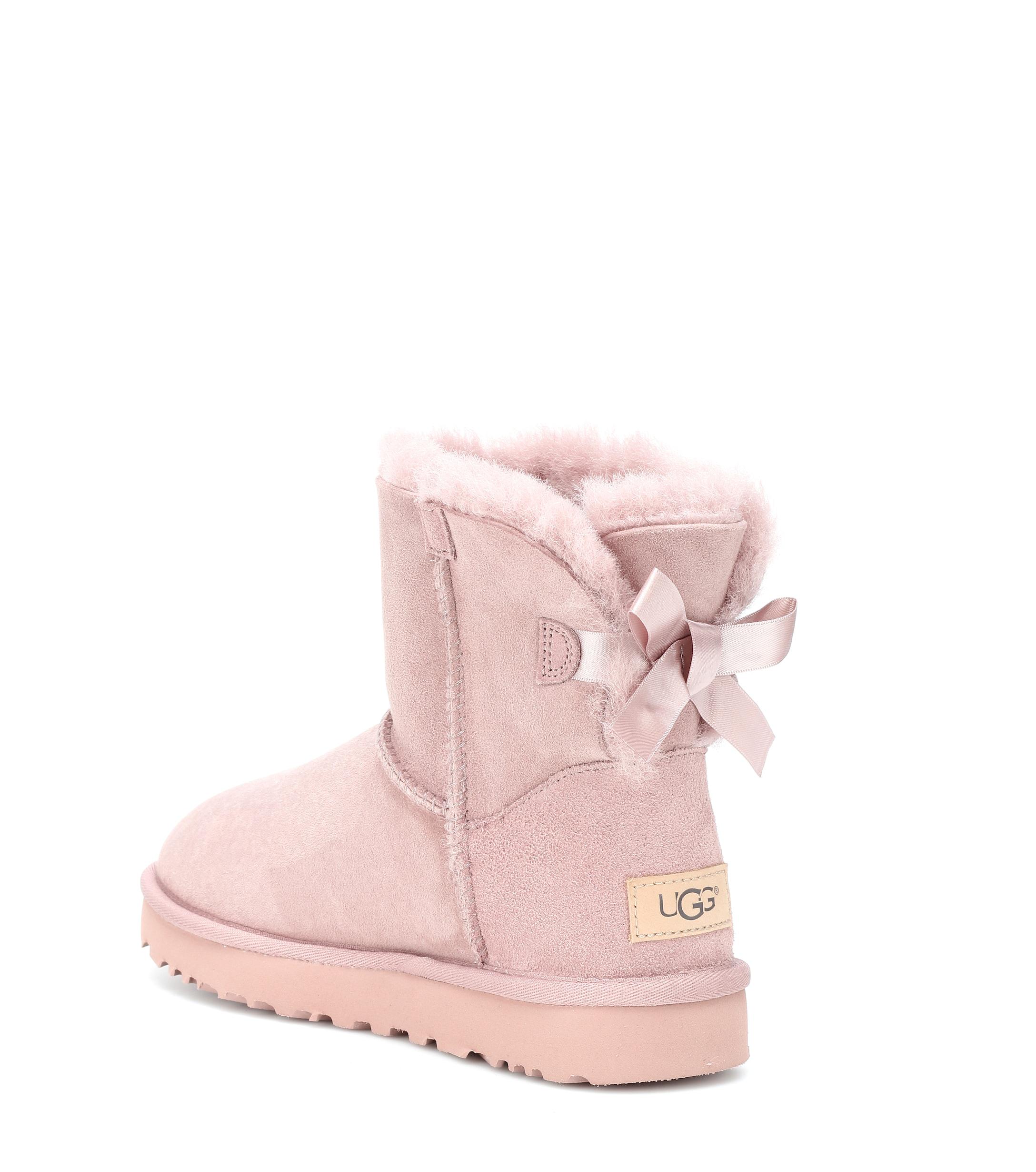 UGG Mini Bailey Bow Ii Suede Boots in Pink - Lyst