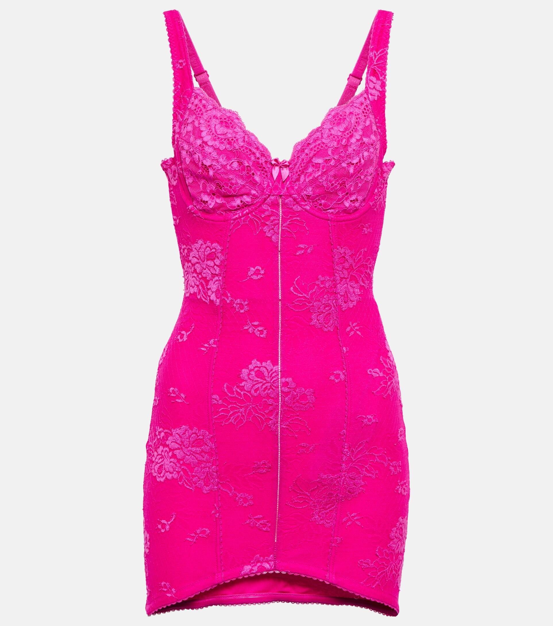 Balenciaga Lingerie Lace Minidress in Pink | Lyst