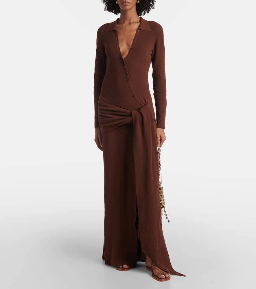 【関税込み】Aya Muse ブラウン スリップ マキシワンピース Lapponi knit maxi dress in brown - Aya Muse | Mytheresa