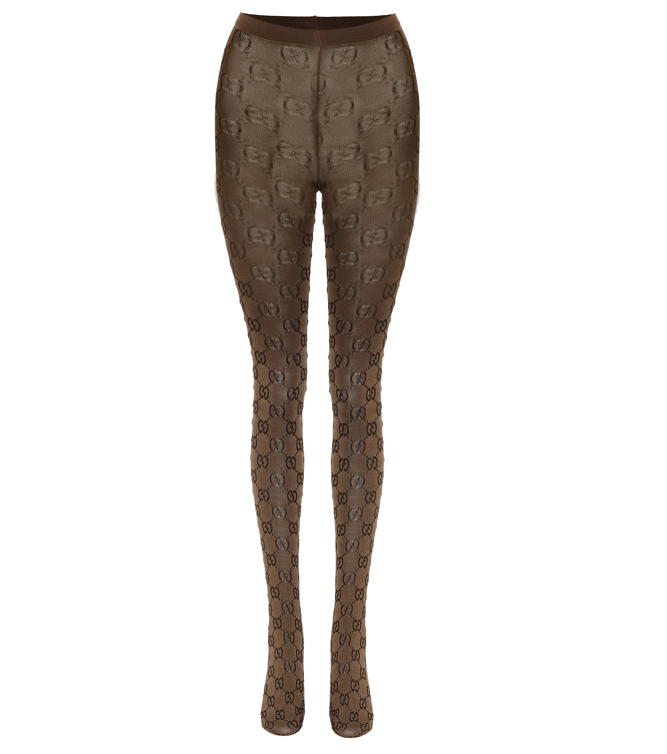 Gucci GG Pattern Tights in Brown | Lyst