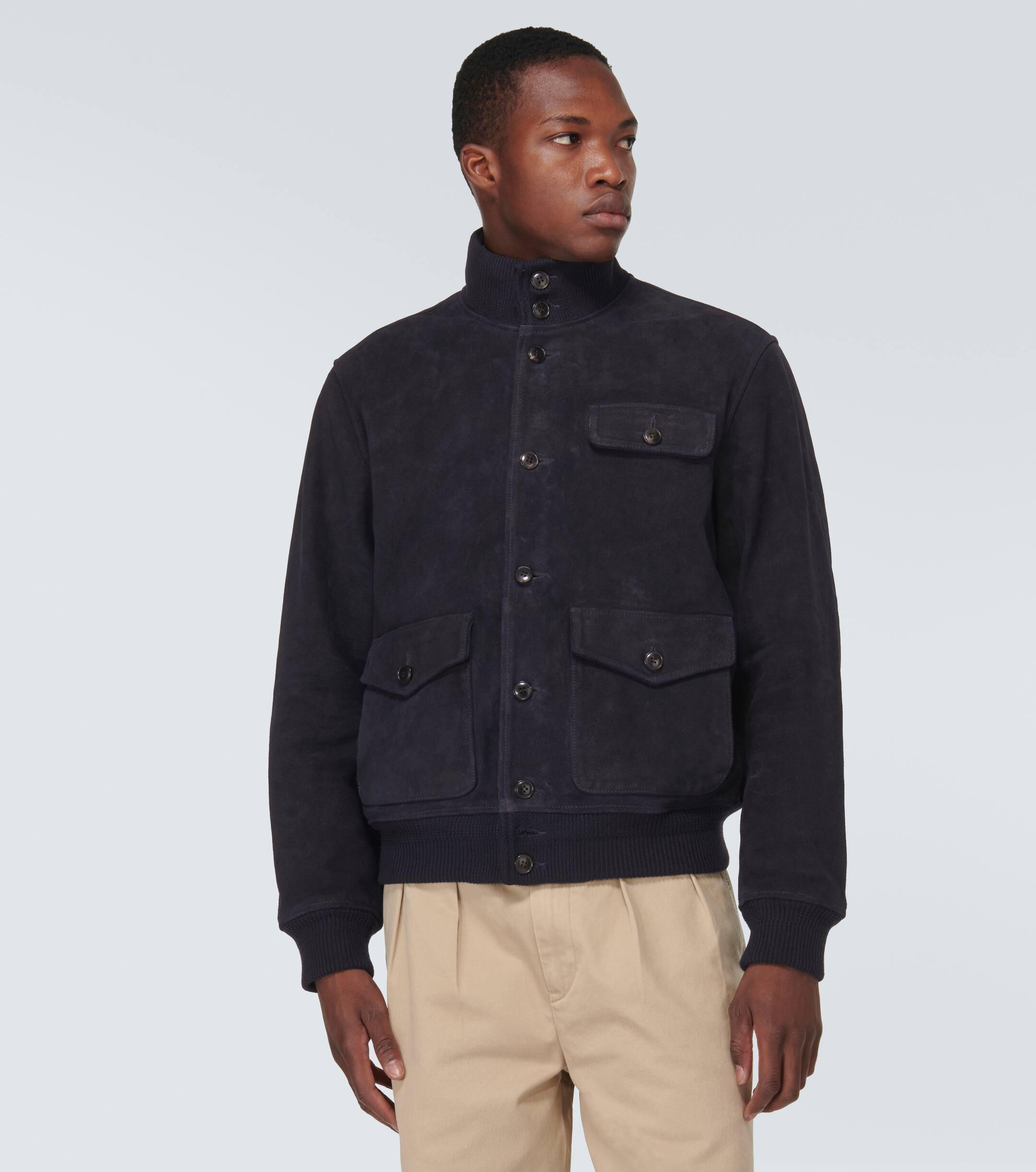 Polo Ralph Lauren Suede Bomber Jacket in Blue for Men Lyst UK
