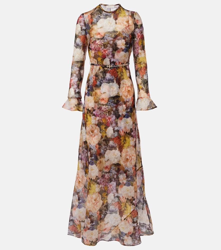 zimmermann dress long sleeve maxi Zimmermann Women's Alchemy Linen-Silk Maxi Dress - Rosette