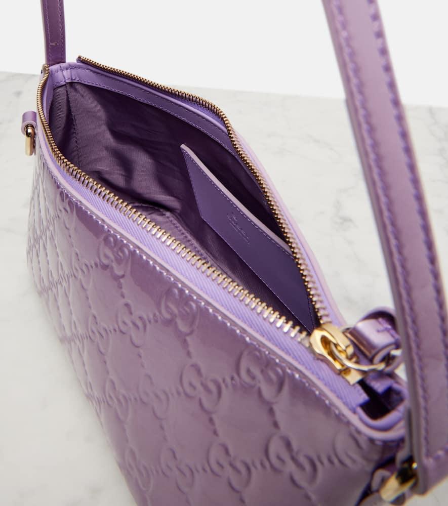 Gucci Gg Emblem Mini Patent Leather Shoulder Bag in Purple | Lyst