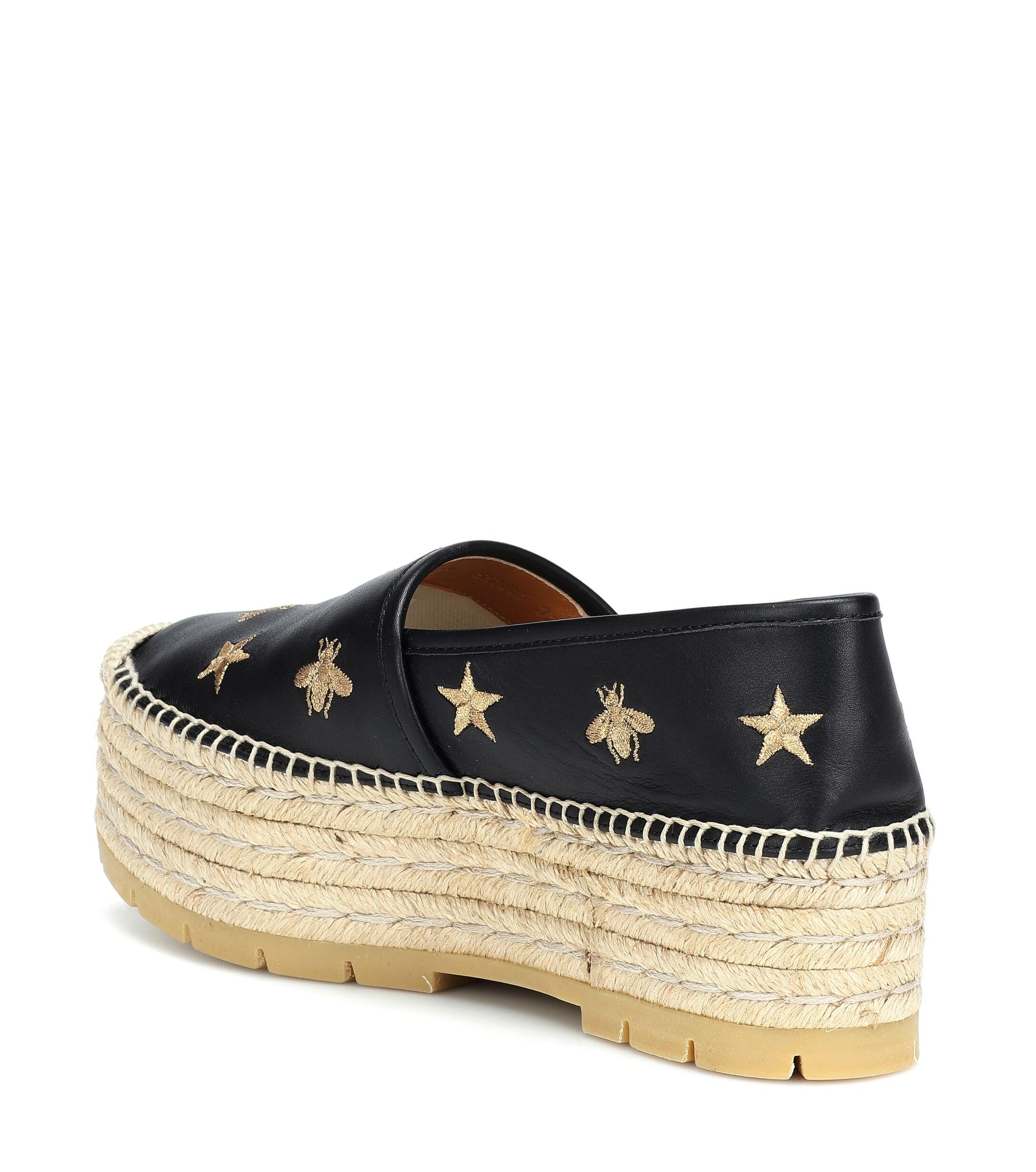 Gucci Bee And Star Embroidered Espadrilles in Black | Lyst
