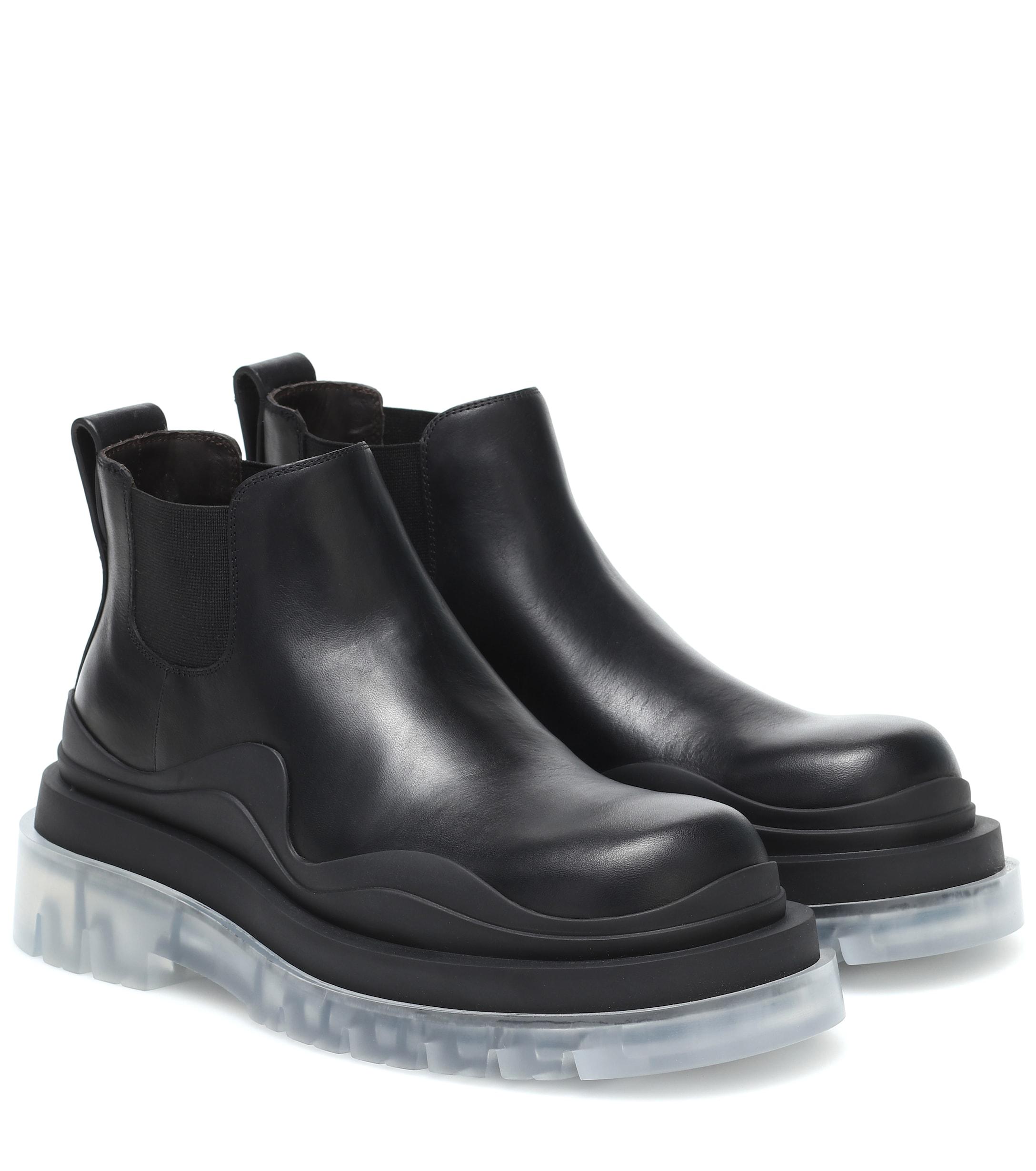 Bottega Veneta Bv Tire Leather Ankle Boots in Black - Lyst