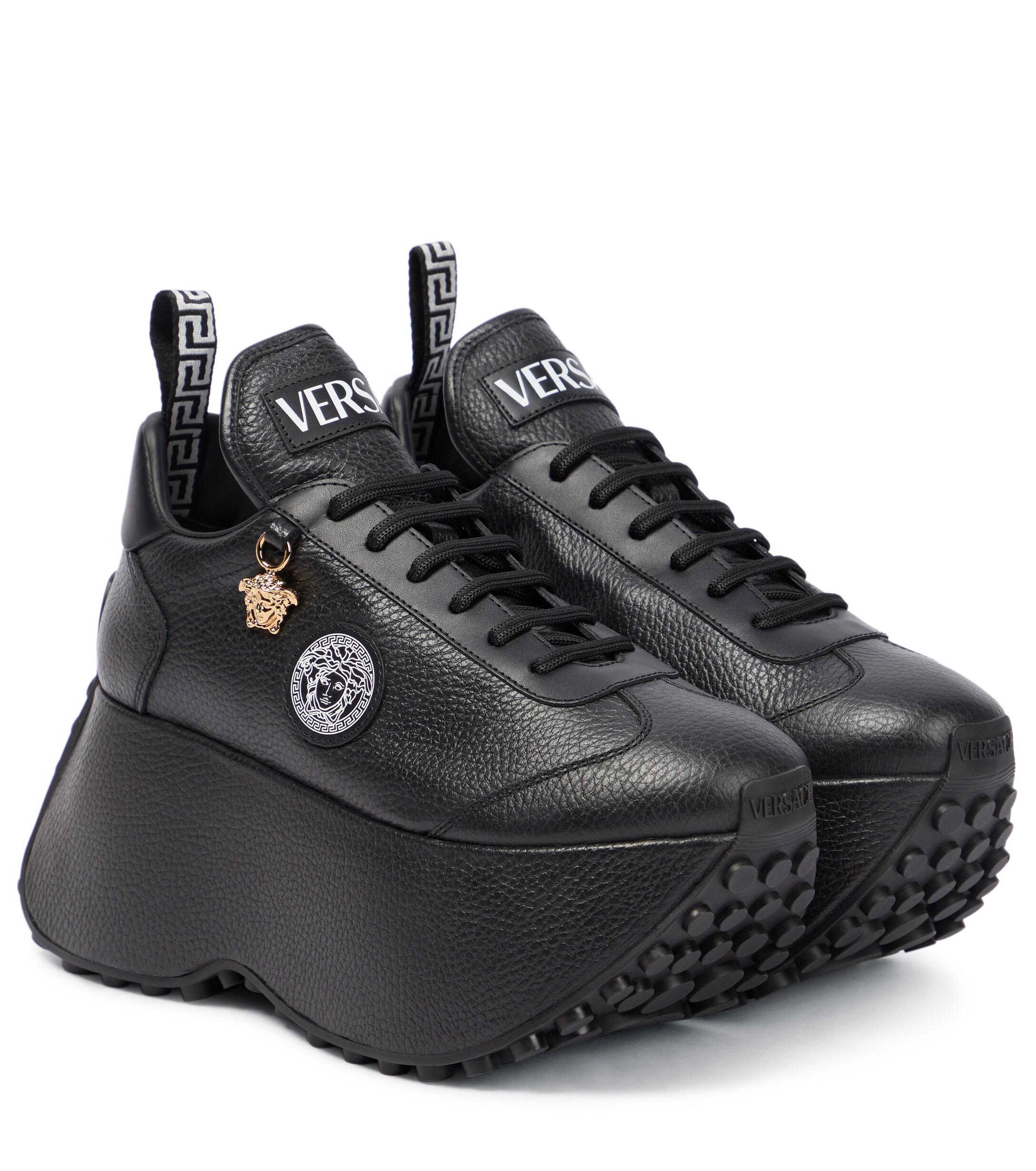 Versace Triplatform Leather Sneakers in Black Lyst Canada