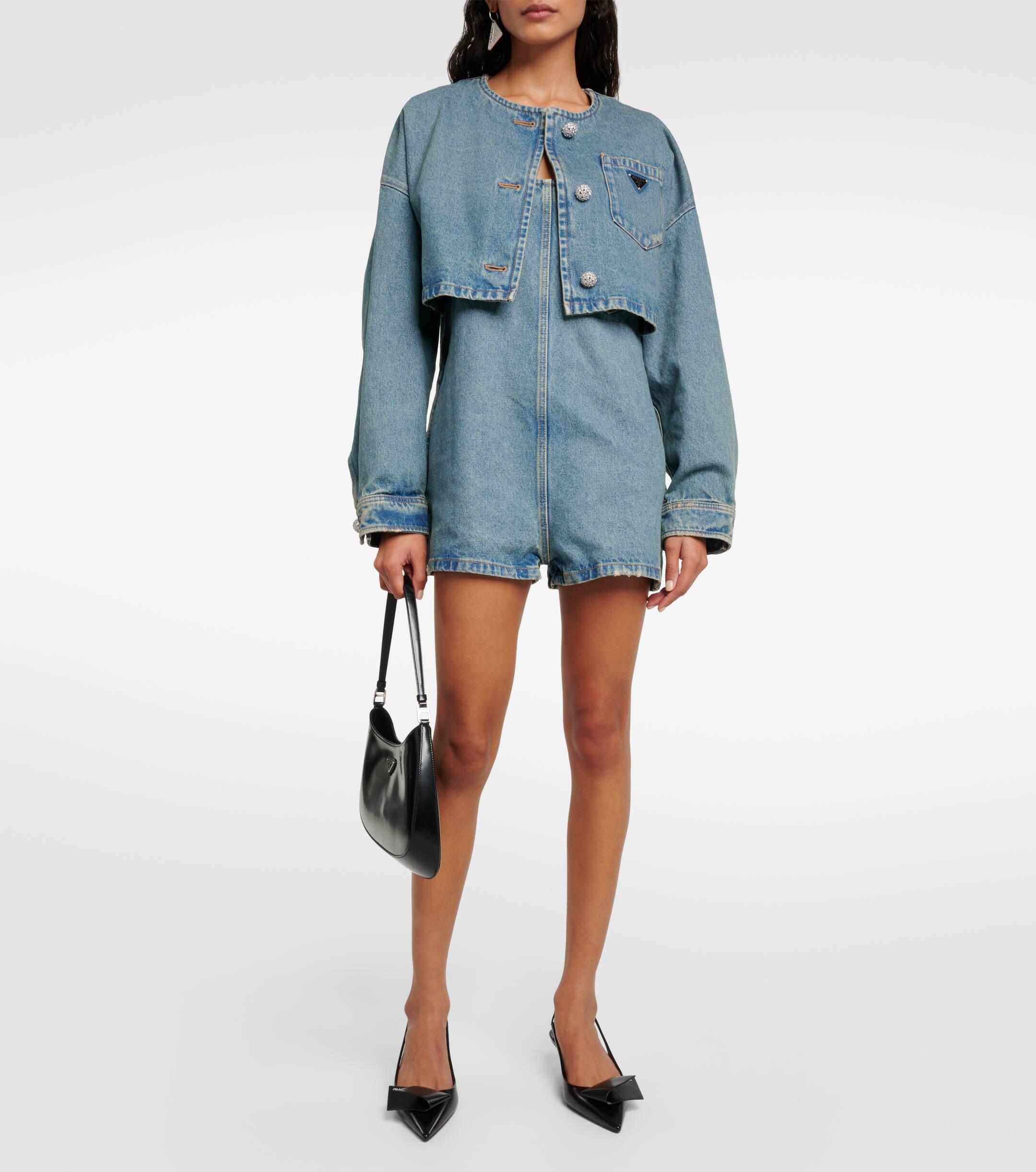 Prada Denim Playsuit in Blue | Lyst UK