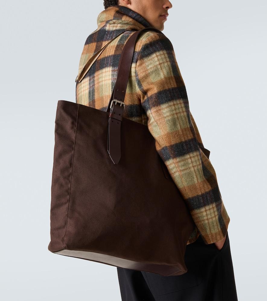 Dries Van Noten Leather-Trimmed Cotton Canvas Tote Bag in Brown