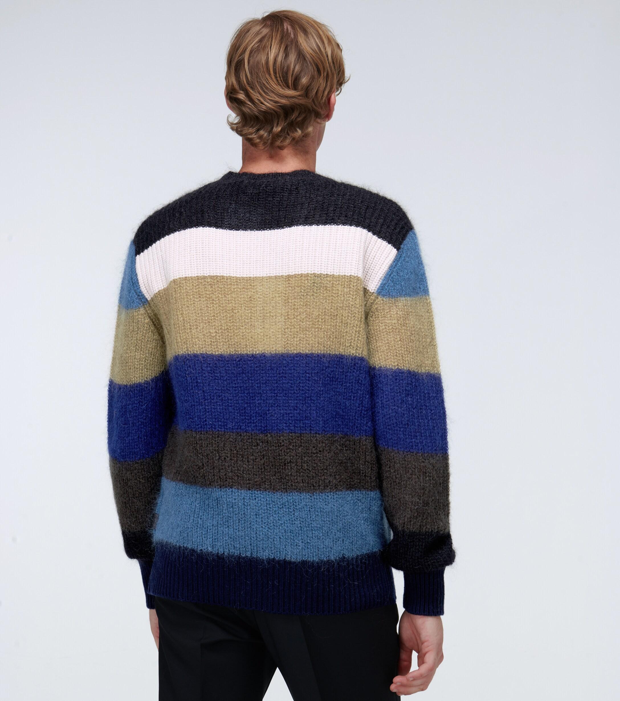 Marni Mohair-blend Striped Sweater in Blue Orange (Blue) for Men - Lyst