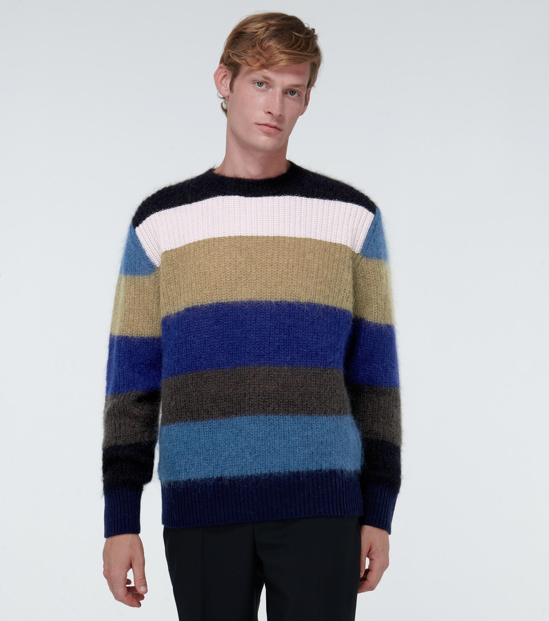 Marni Mohair-blend Striped Sweater in Blue Orange (Blue) for Men - Lyst