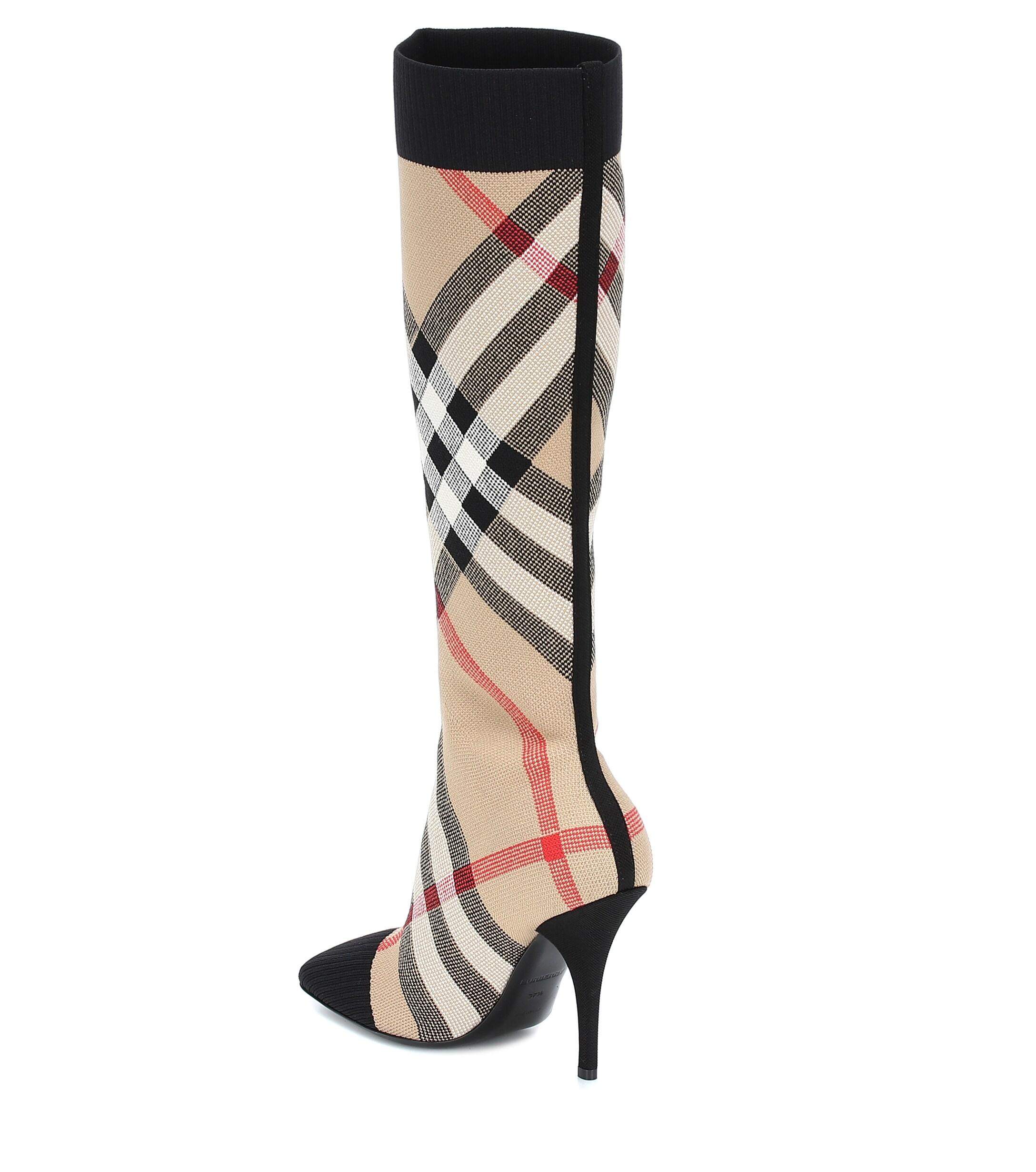 Burberry Vintage Check Knee-high Sock Boots in Beige (Natural) - Lyst