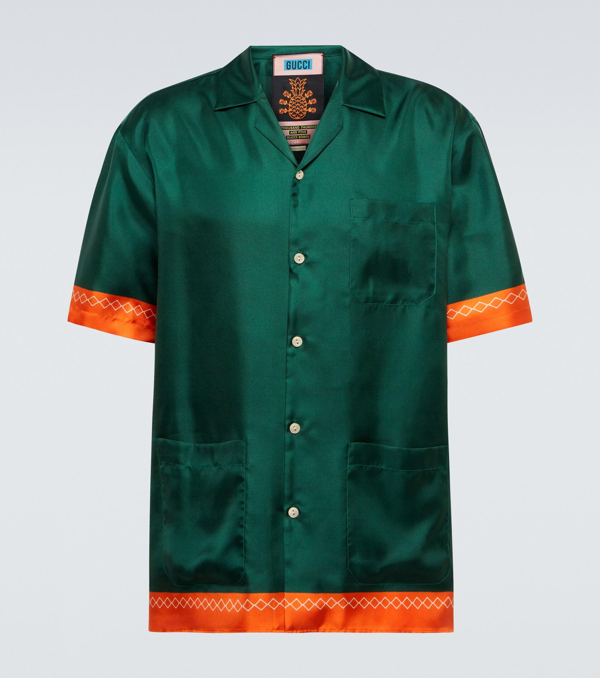 Gucci Silk Satin Shirt in Green for Men |