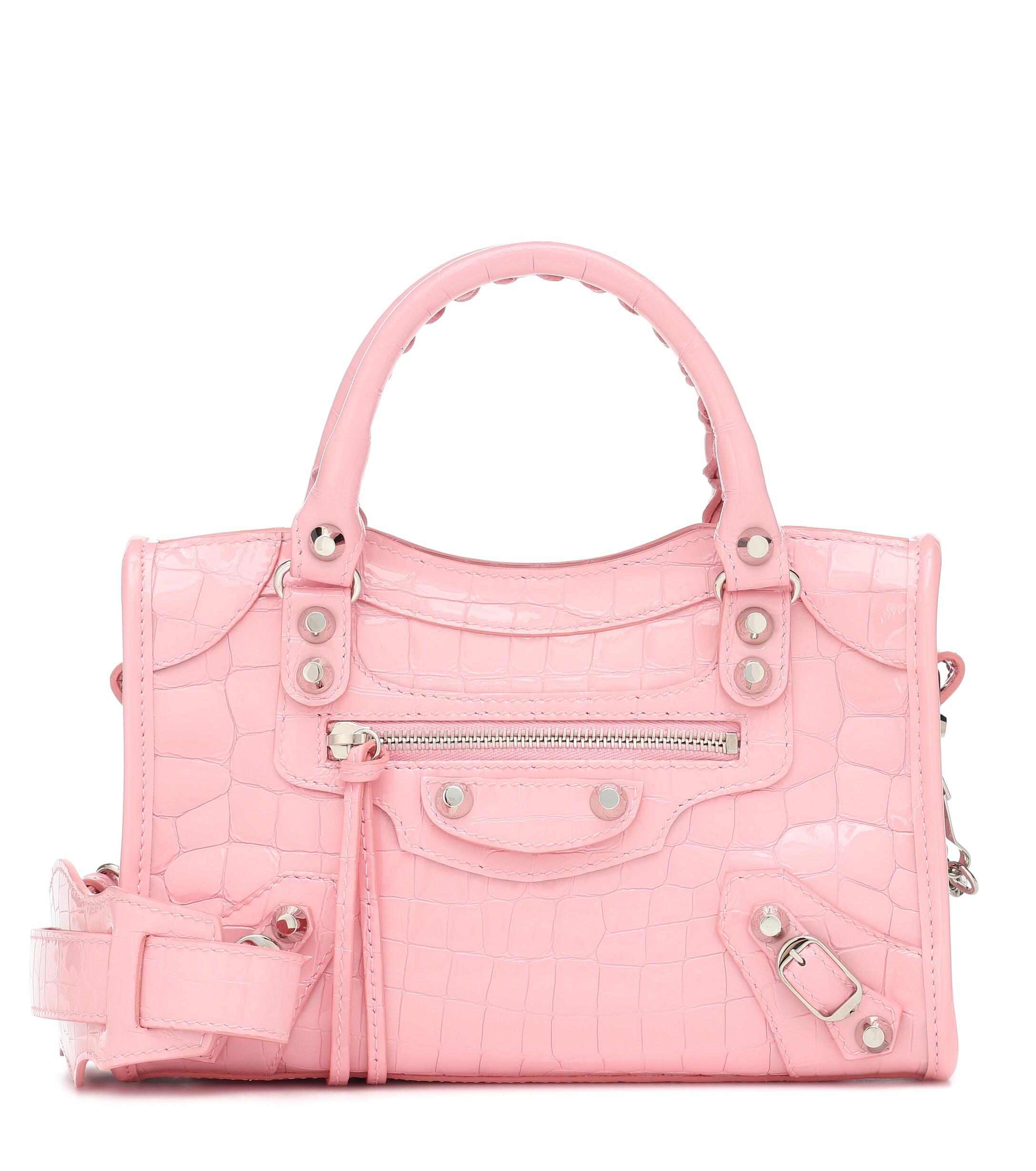 Balenciaga Leather Classic City Croc-effect Shoulder Bag in Pink - Lyst
