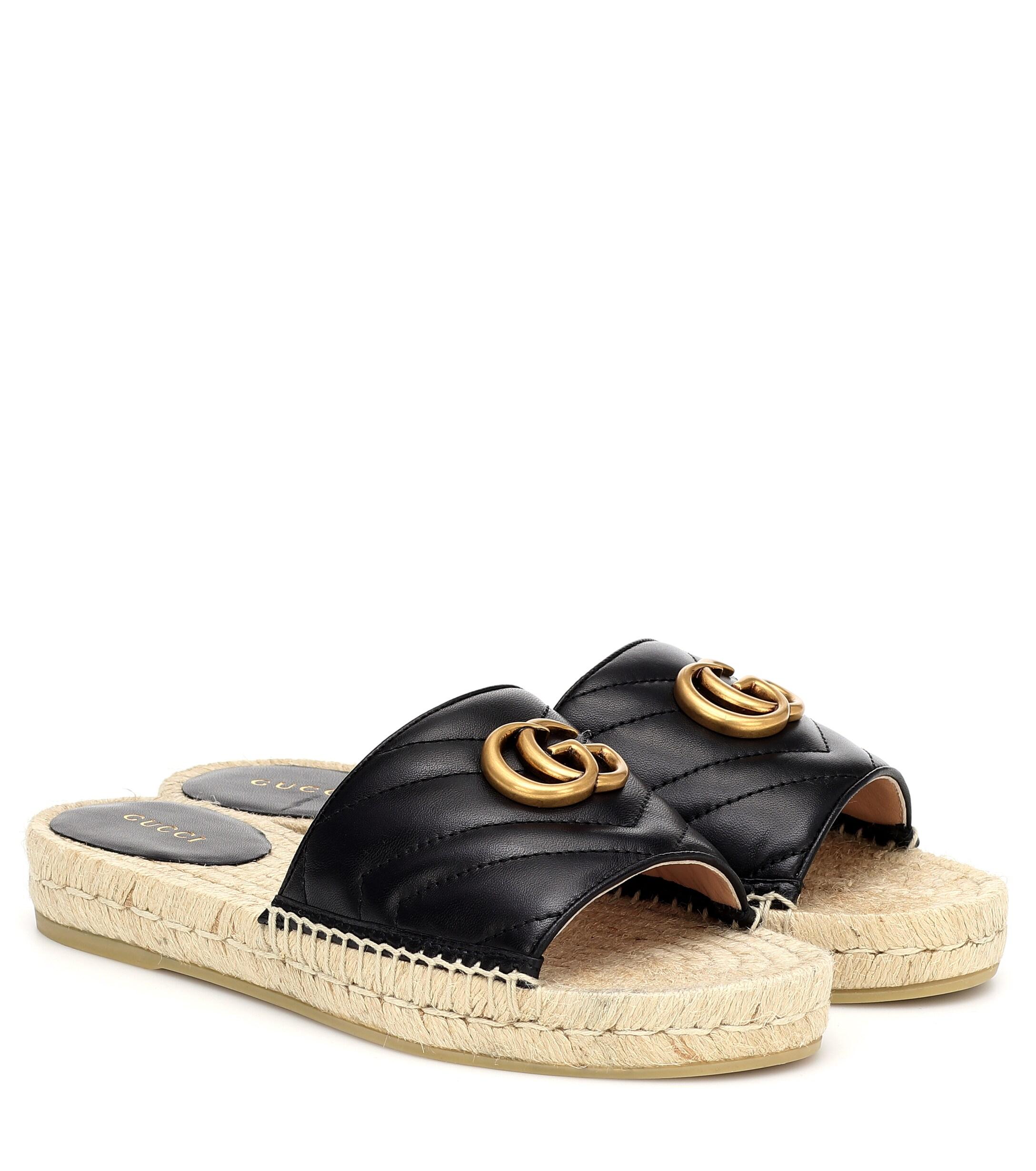 Sandales espadrilles en cuir Gucci en coloris Noir | Lyst
