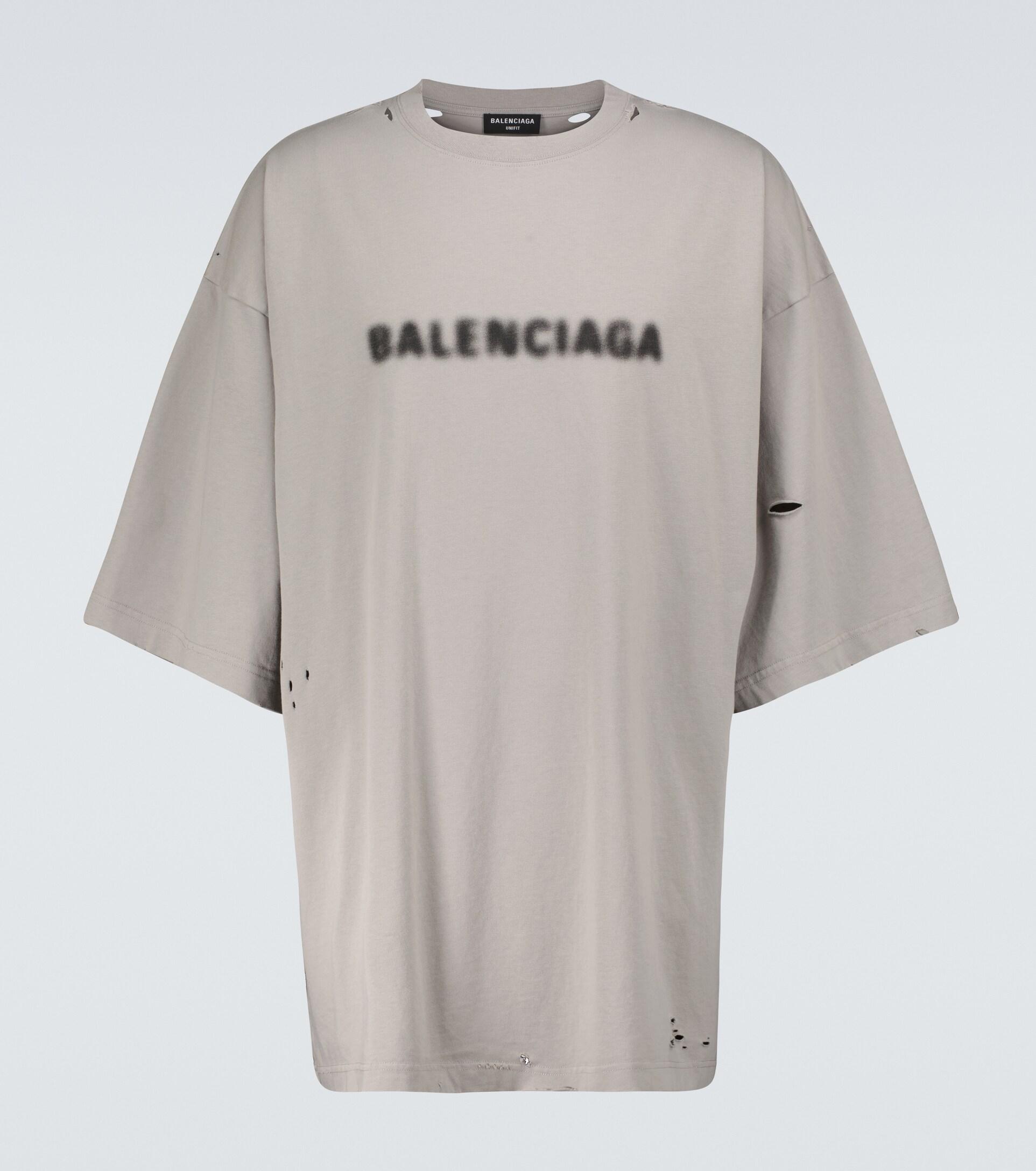 Balenciaga Cotton Blurred Logo Wide-fit T-shirt in Steel Grey/Black (Gray)  for Men | Lyst