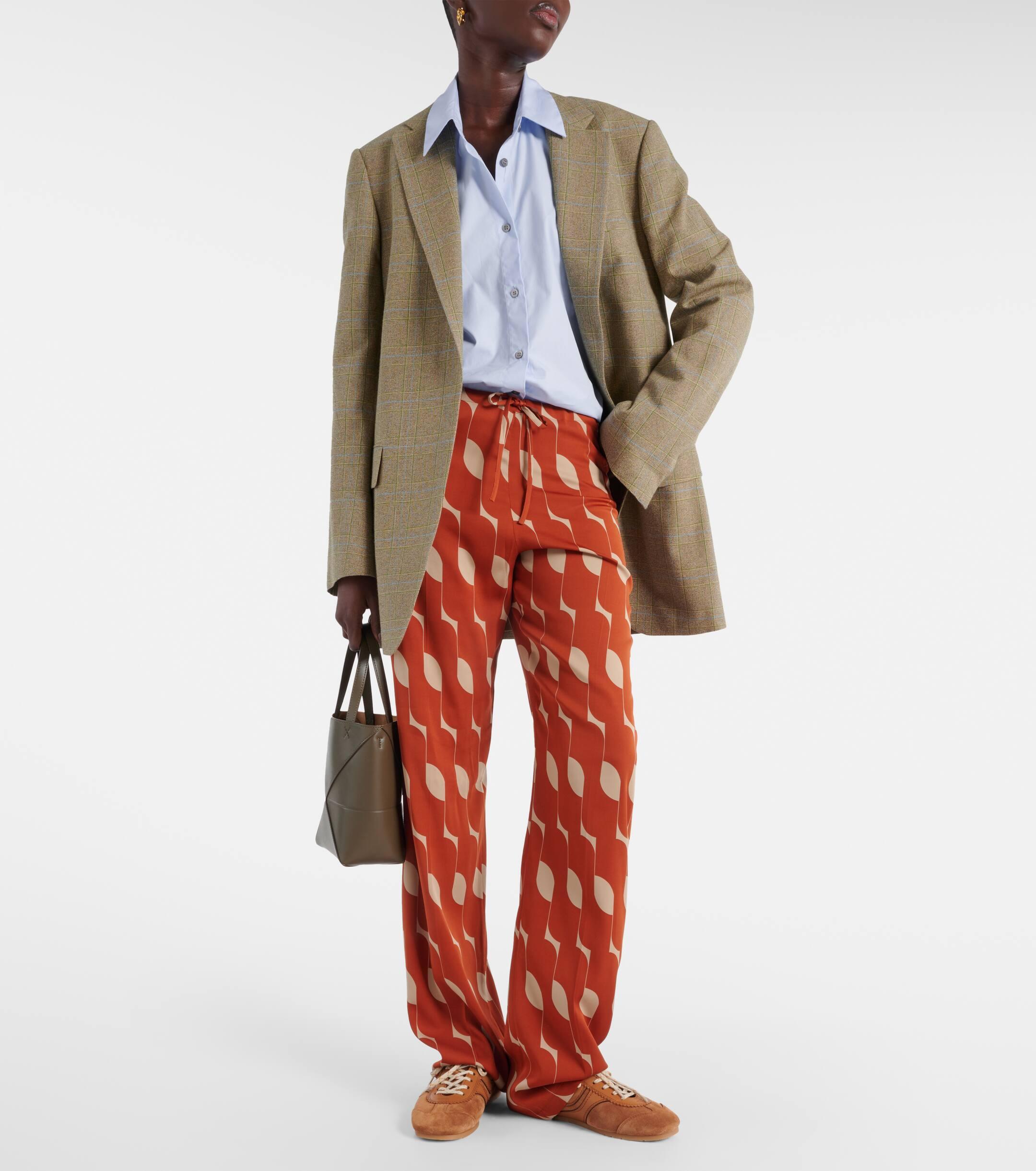 Dries Van Noten Printed Silk-Blend Straight Pants in Red Lyst UK