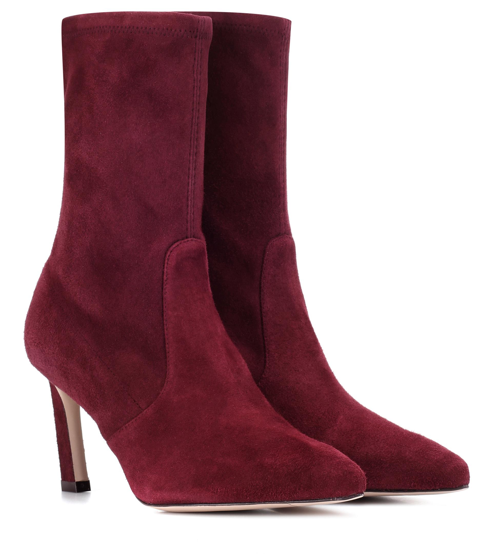 Stuart Weitzman Rapture 75 Suede Ankle Boots in Red - Lyst