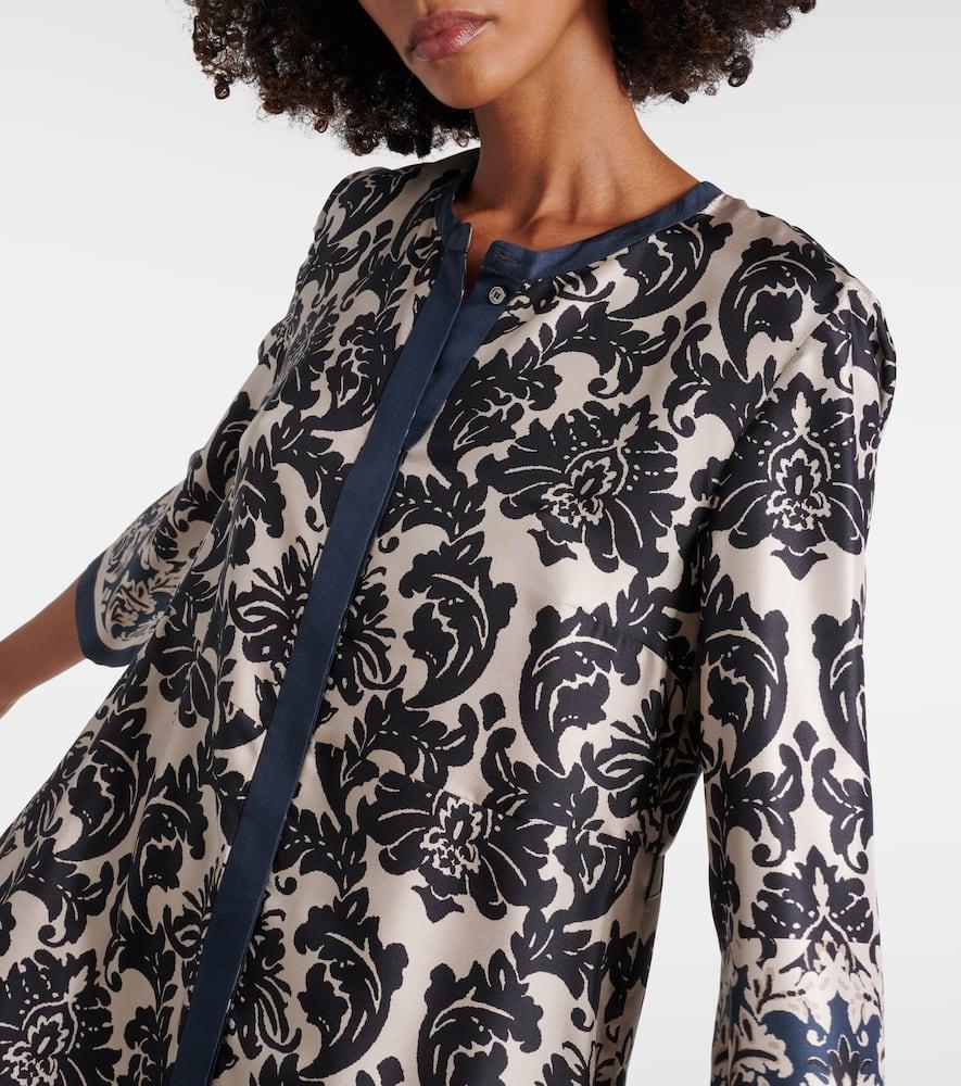 Max Mara Damasco Floral Silk Kaftan in Black | Lyst