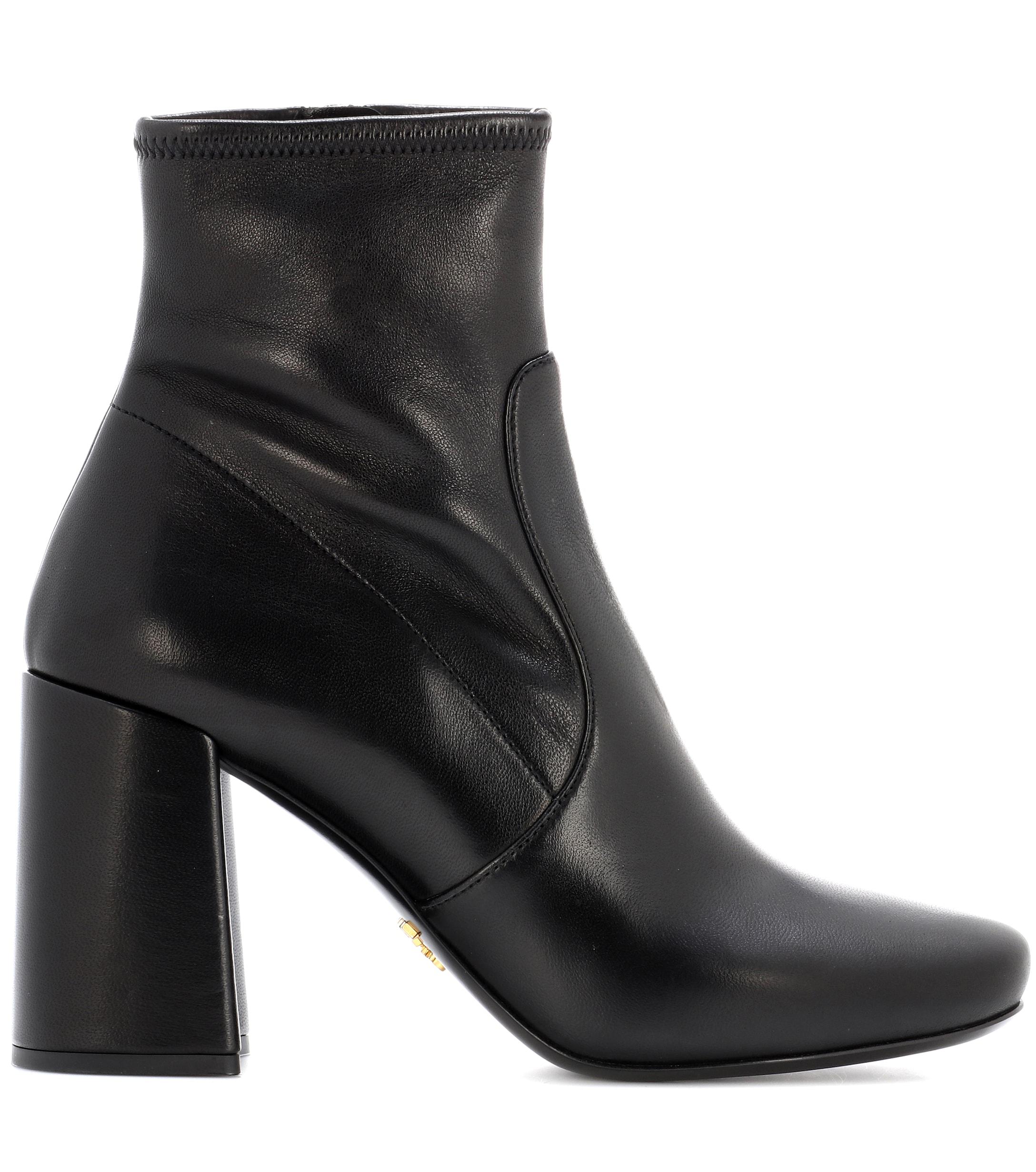 Prada Leather Ankle Boots in Nero (Black) - Lyst