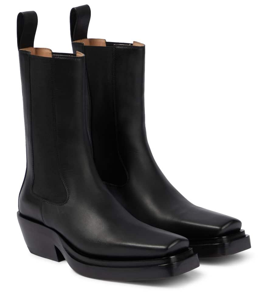 Bottega Veneta Lean Leather Ankle Boots in Black | Lyst