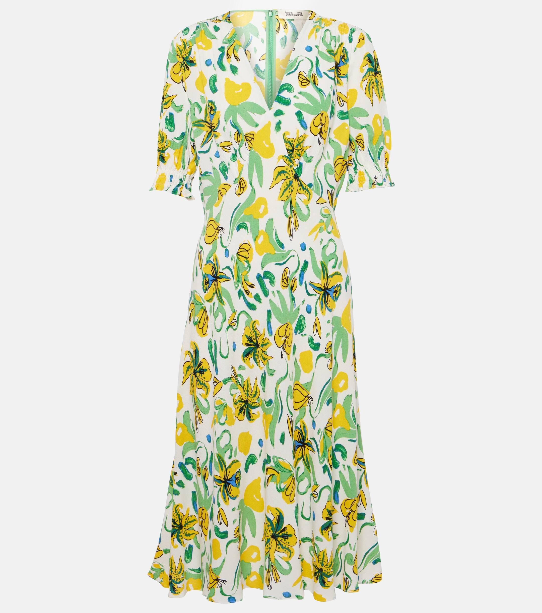 Diane von Furstenberg Jemma Floral Crepe Midi Dress in Green Lyst UK
