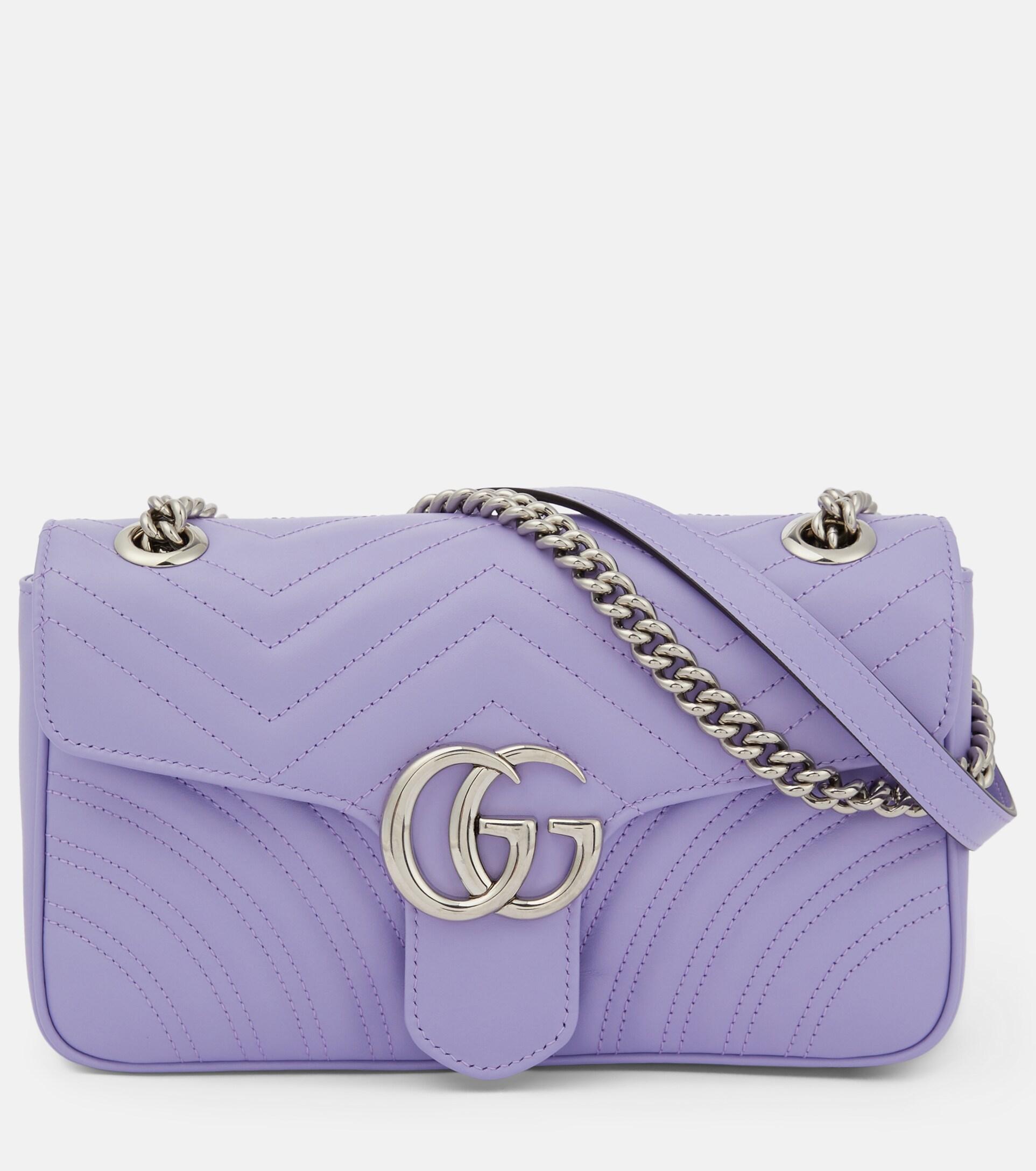 Gucci Purple Matelassé Leather Marmont Shoulder Bag Small QFB1BI1LU9000