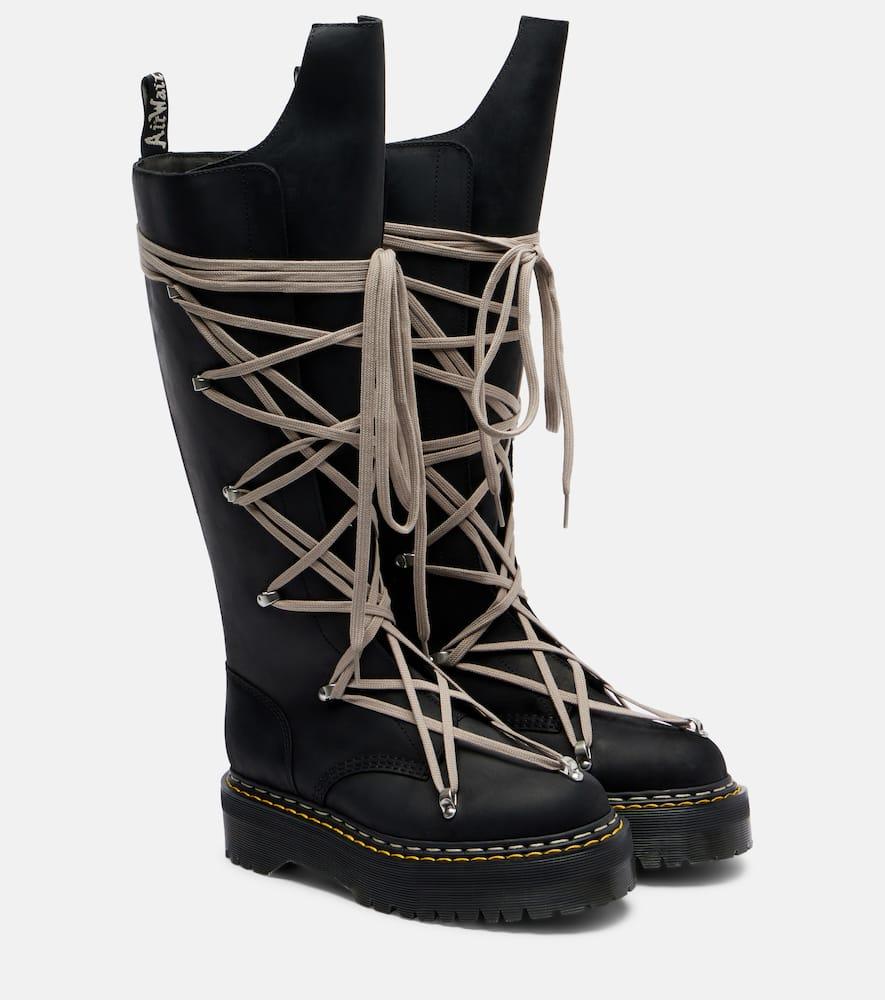 Rick Owens X Dr. Martens 1B60 Quad Sole Pentalace Knee-High Boots