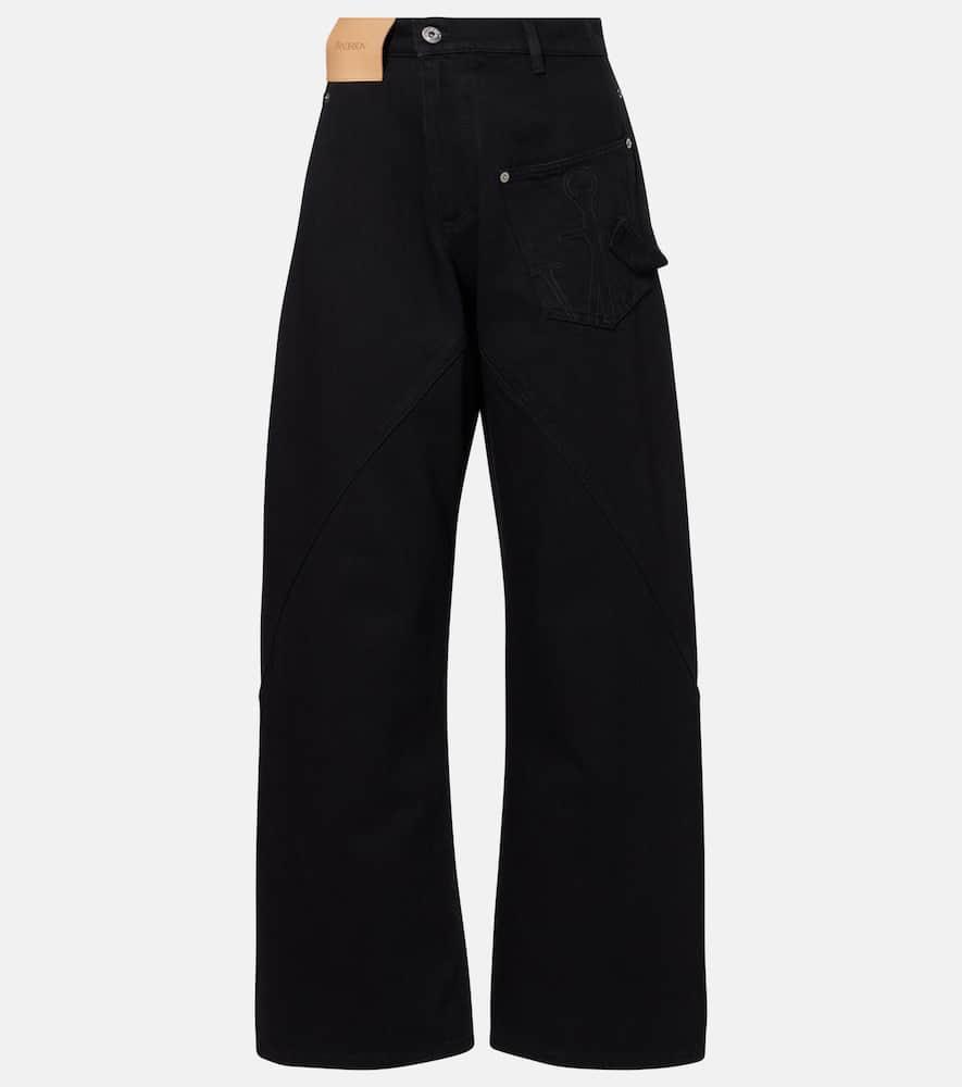 デニム・ジーパン JW ANDERSON Black Denim Wide-Leg Jeans JW ANDERSON(ジェイ ダブリュー アンダーソン)商品ページ - Logo